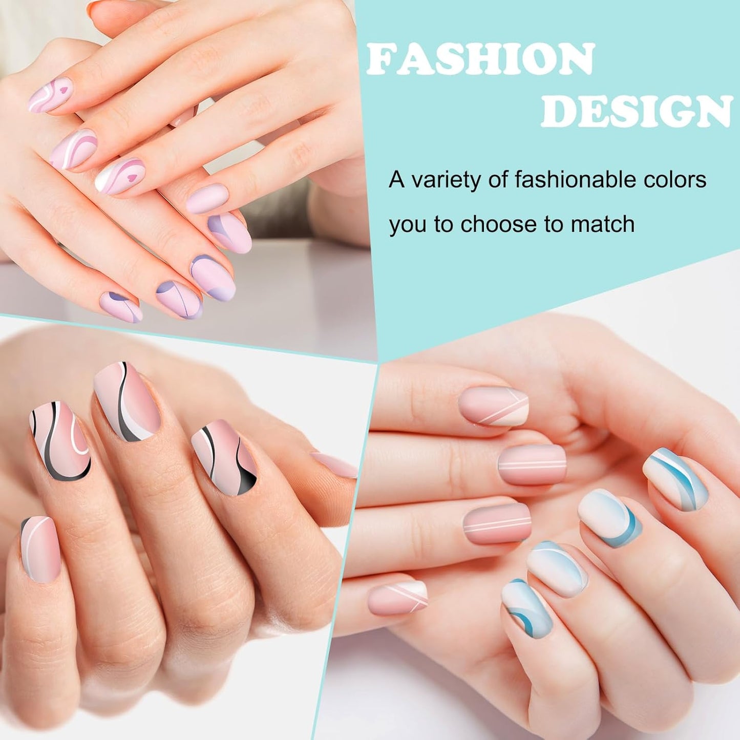 Whaline 6Pcs French Line Nail Plates Stamping Set Minimalism Wave Stripe Stamp Templates Nail Art Plates For DIY Print Manicure Salon Design