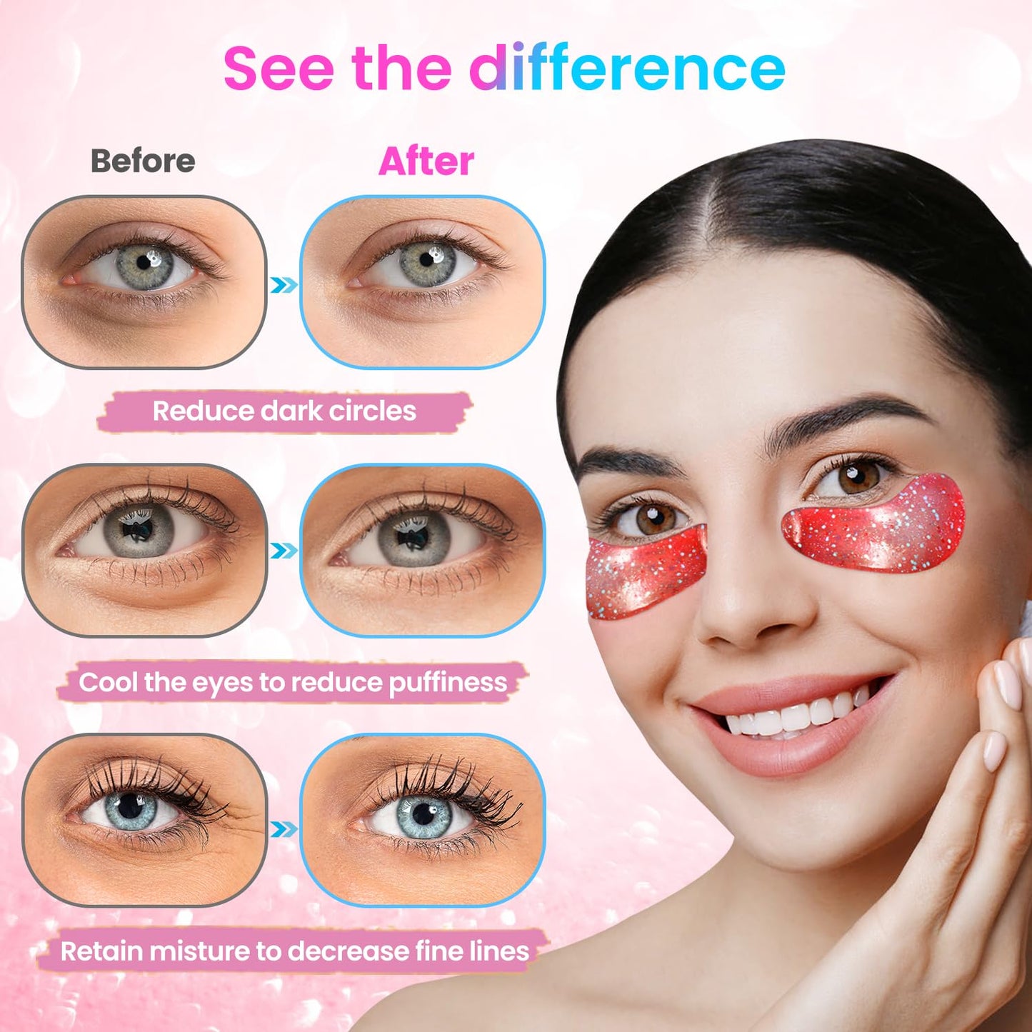 Eye Masks (36 Pairs) - Under Eye Patches for Relieves Dark Circles, Fine Lines and Puffiness, Revitalizing Eye Gel Pads - Ideal for Daily Skin Care & Gift Choice