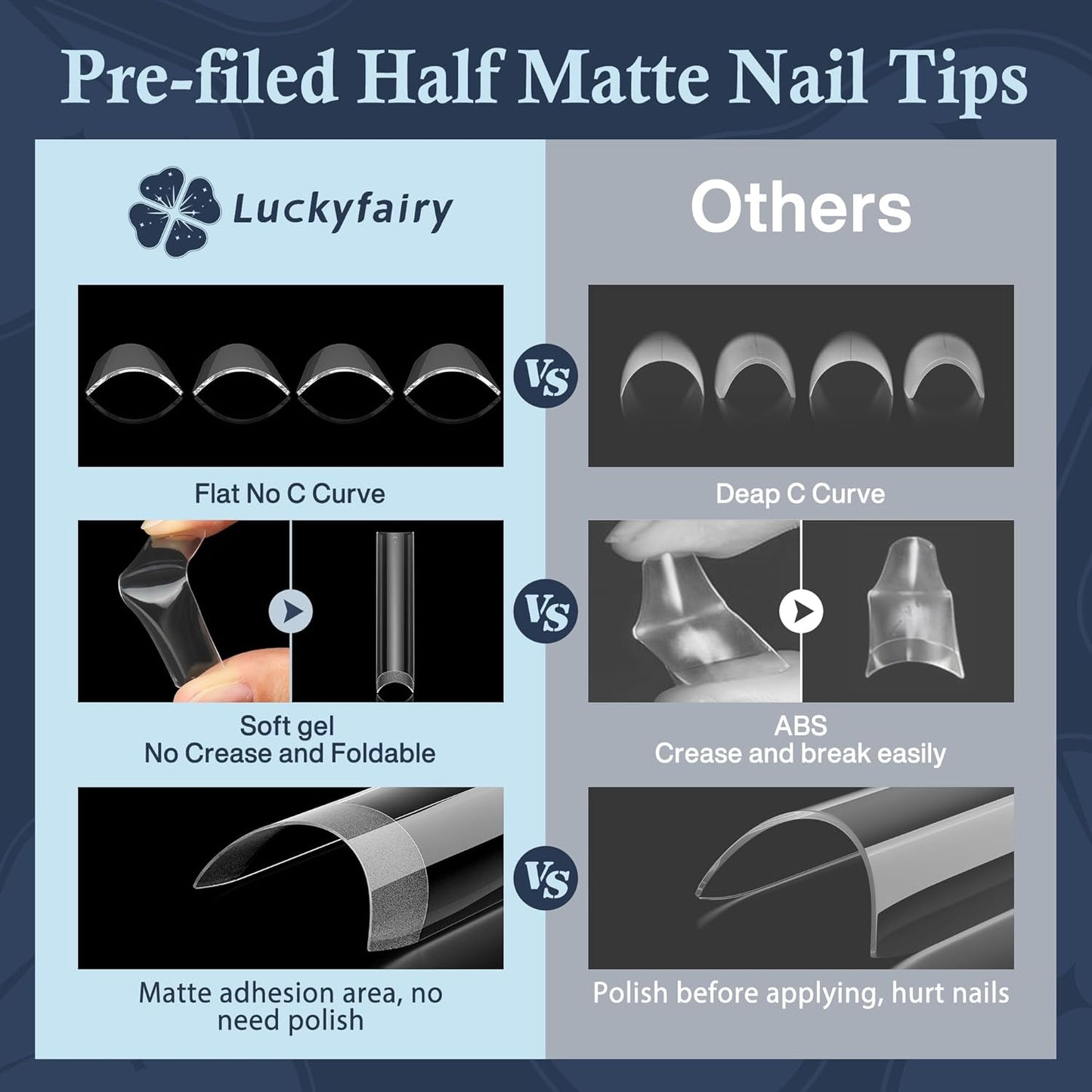 504PCS No C Curve Nail Tips Square XXL Extra Long Tapered Square Nail Tips for Acrylic Nails Professional 12 Sizes Half Cover Straight Clear Fake Nails for Nail Extensions Salons DIY at Home