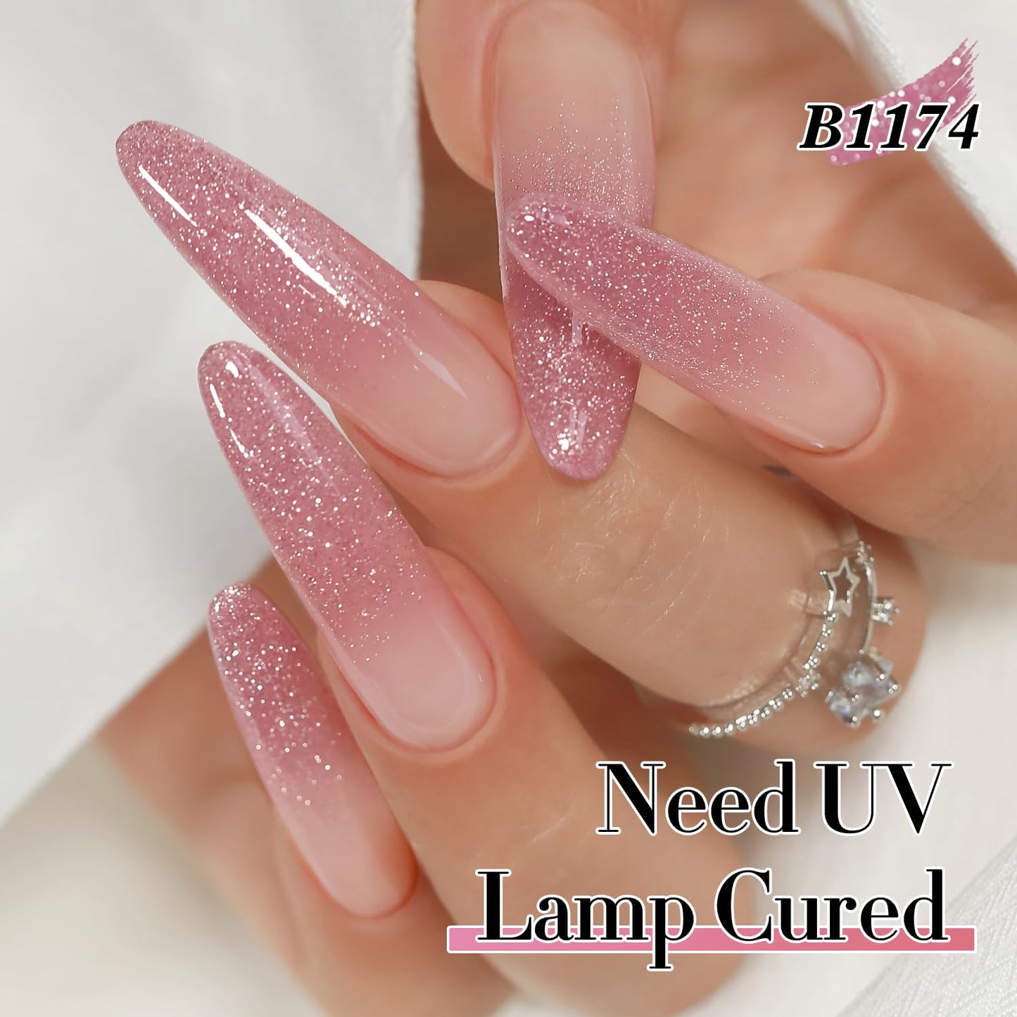 Double Rhythm 0.5Oz Glitter Gel Polish Shimmer Reflective Color for Nail Art Salon DIY Soak Off 15ml Nail Lamp Gel Polish at Home (Light Pink-B1174)