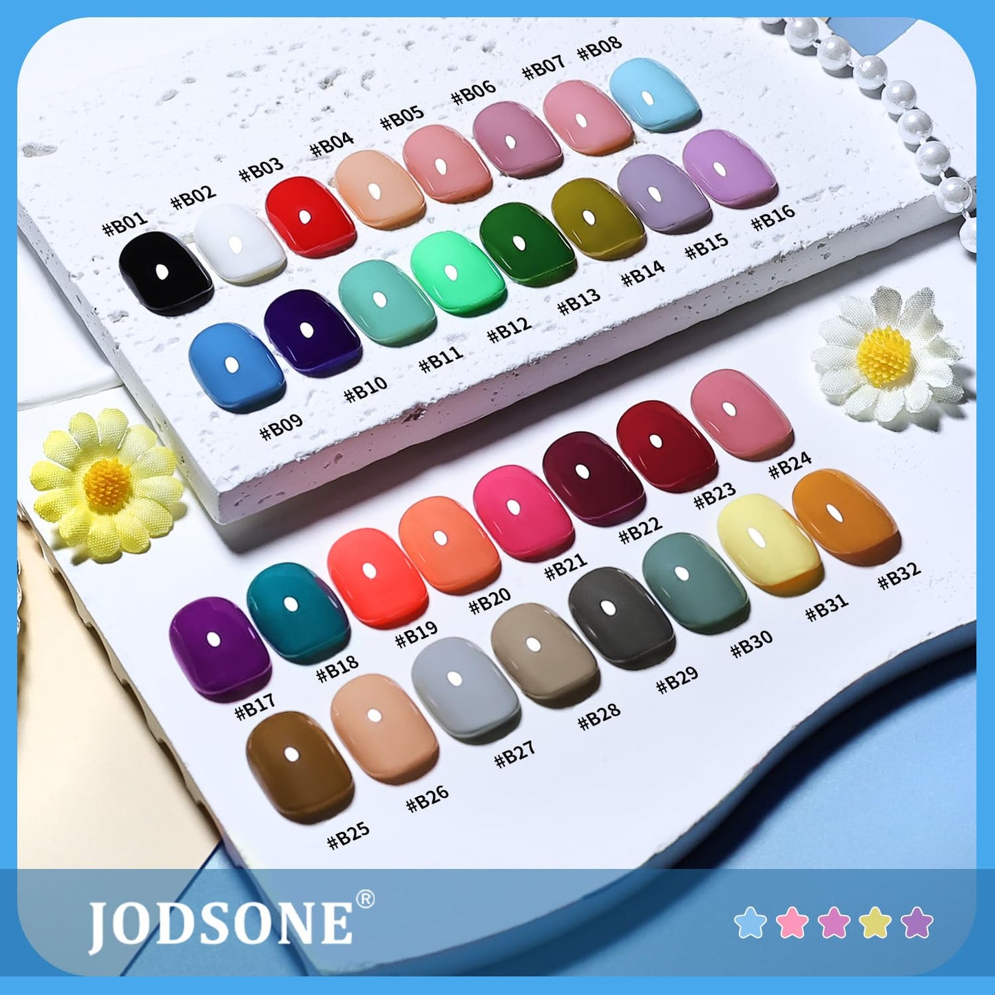 JODSONE Same Color Same Bottle 32 Colors Gel Nail Polish with U V Light Soak Off Glitter Base Top Matte Coat Manicure Salon Home DIY