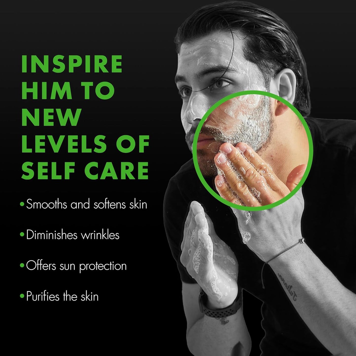 Tiege Hanley Mens Skin Care Gift Box Set, Silver - Men's Skincare Set Includes Face Wash, AM & PM Facial Moisturizer, Face Clay Mask & Scrub, Body Scrub Bar, & Moisturizing Lip Balm