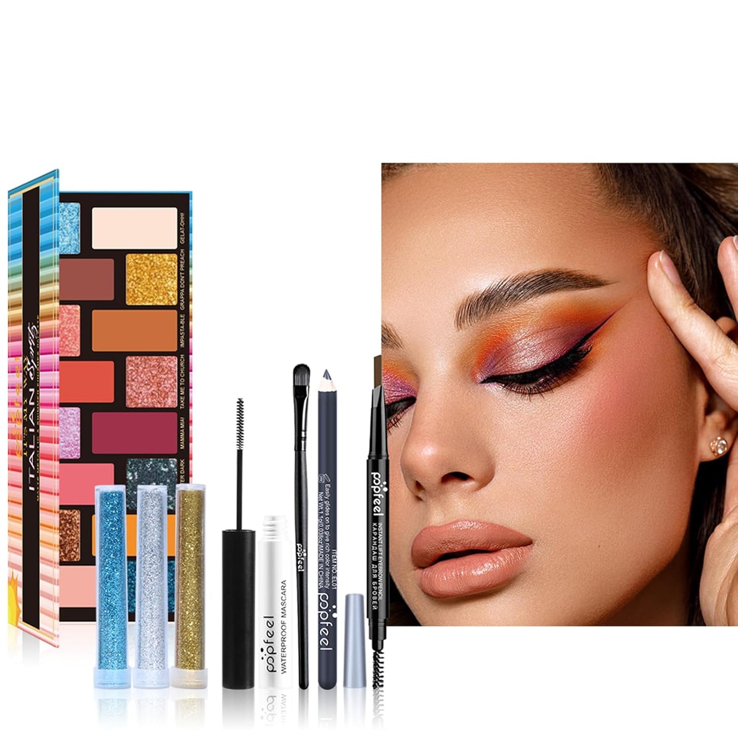 Makeup Kit for Teens, Makeup Starter Kit for Teens with Gift Bag, Matte Glitter Shadow Palette, Lipstick Set, Eyebrow Pen, Black Mascara, Shimmer Powder etc, Birthday Gifts for Women Girls