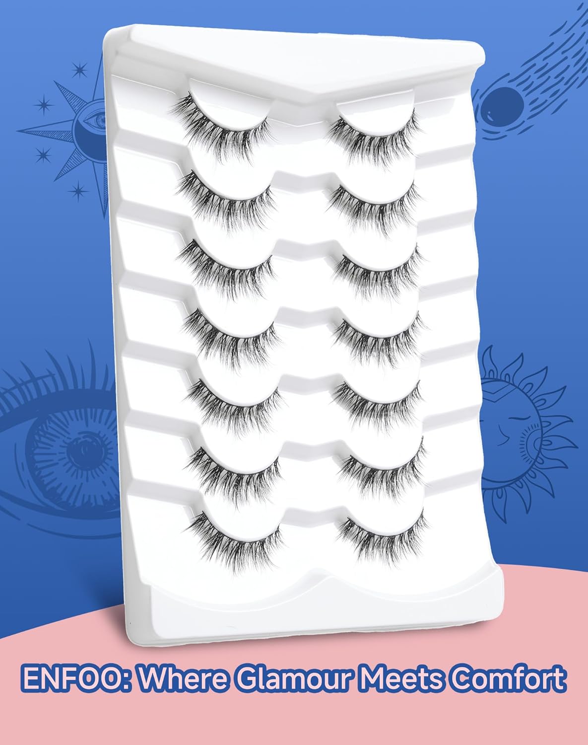 Natural Lashes Wispy Lashes Everyday Natural Look Flared Eyelashes False Eye Lashes Soft Fluffy Lashes False Eyelashes 7 Pairs D20