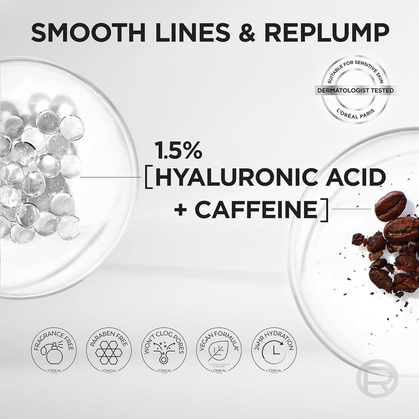 L’Oréal Paris True Match Radiant Serum Concealer, Brightening Under Eye Concealer Make Up with 1.5% Hyaluronic Acid and Caffeine, N8, 0.33 Oz