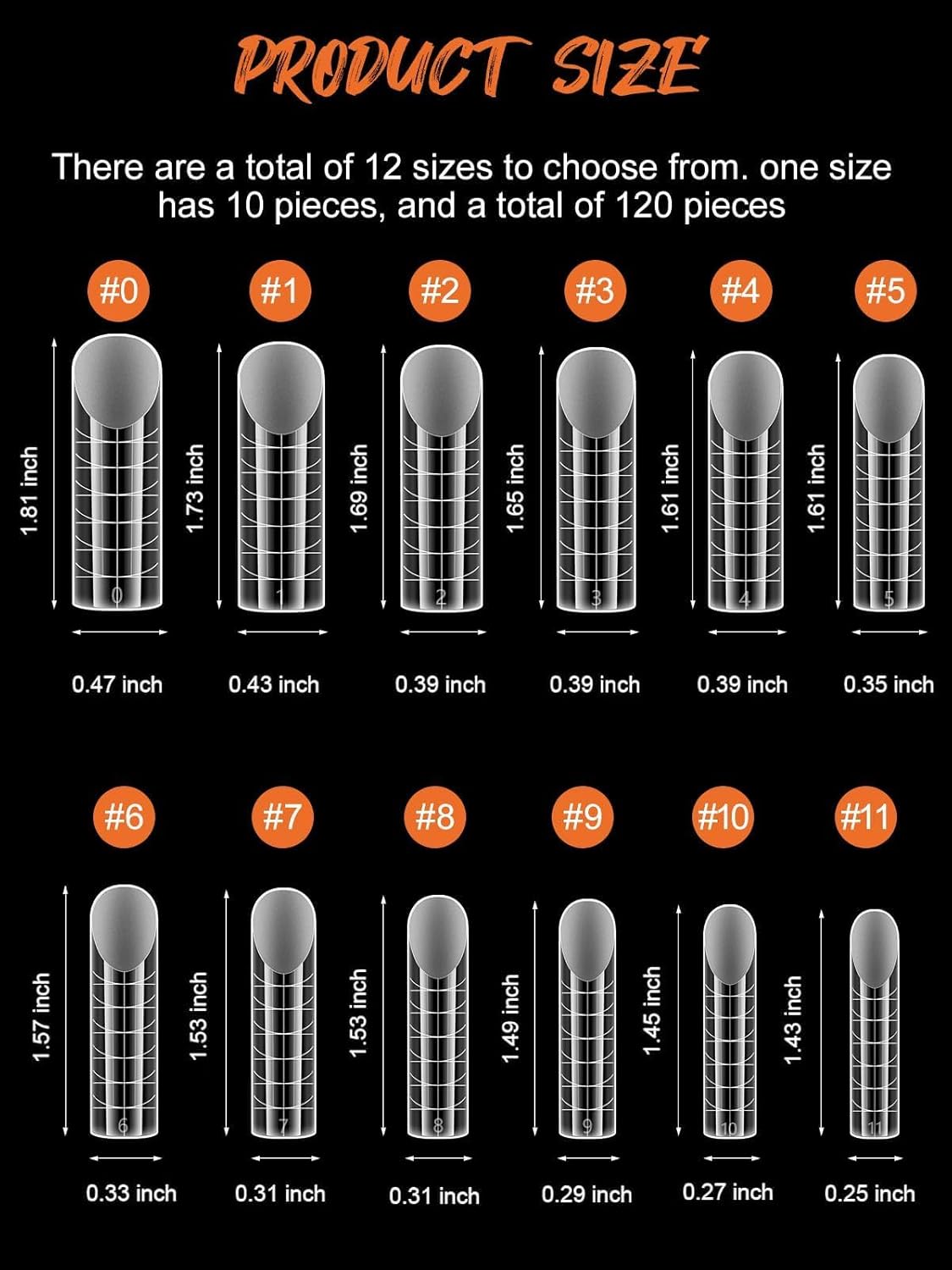 EBANKU 120PCS Dual Nail Forms Matte Poly Gel Nail Molds Square Full Cover Coffin Nail Tips Extension Forms 12 Sizes for Toenail Manicure Nail Art Design Salon&DIY