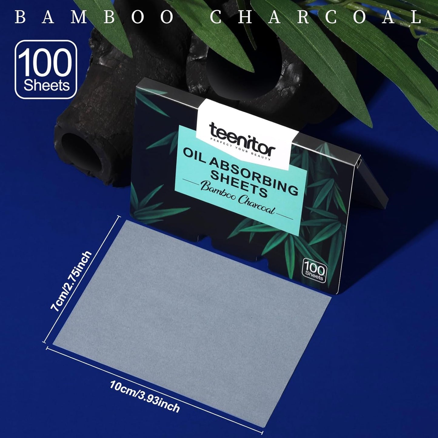 Teenitor 800 Counts Oil Blotting Papers for Face, Bamboo Charcoal Oil Absorbing Sheets for Oily Skin, Oil Blotting Sheets for Face, Oil Absorbent Pads Blotter Paper, Oil Face Wipes Large 10cmx7cm