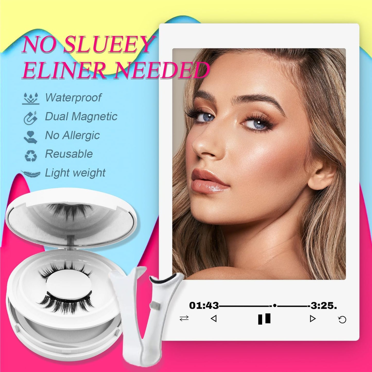 Elara Craft Magnetic Eyelashes with Applicator, Magnetic Eyelashes Without Eyeliner，Reusable Glue-Free Natural Look Eyelashes Kit Easy to Wear and Remove