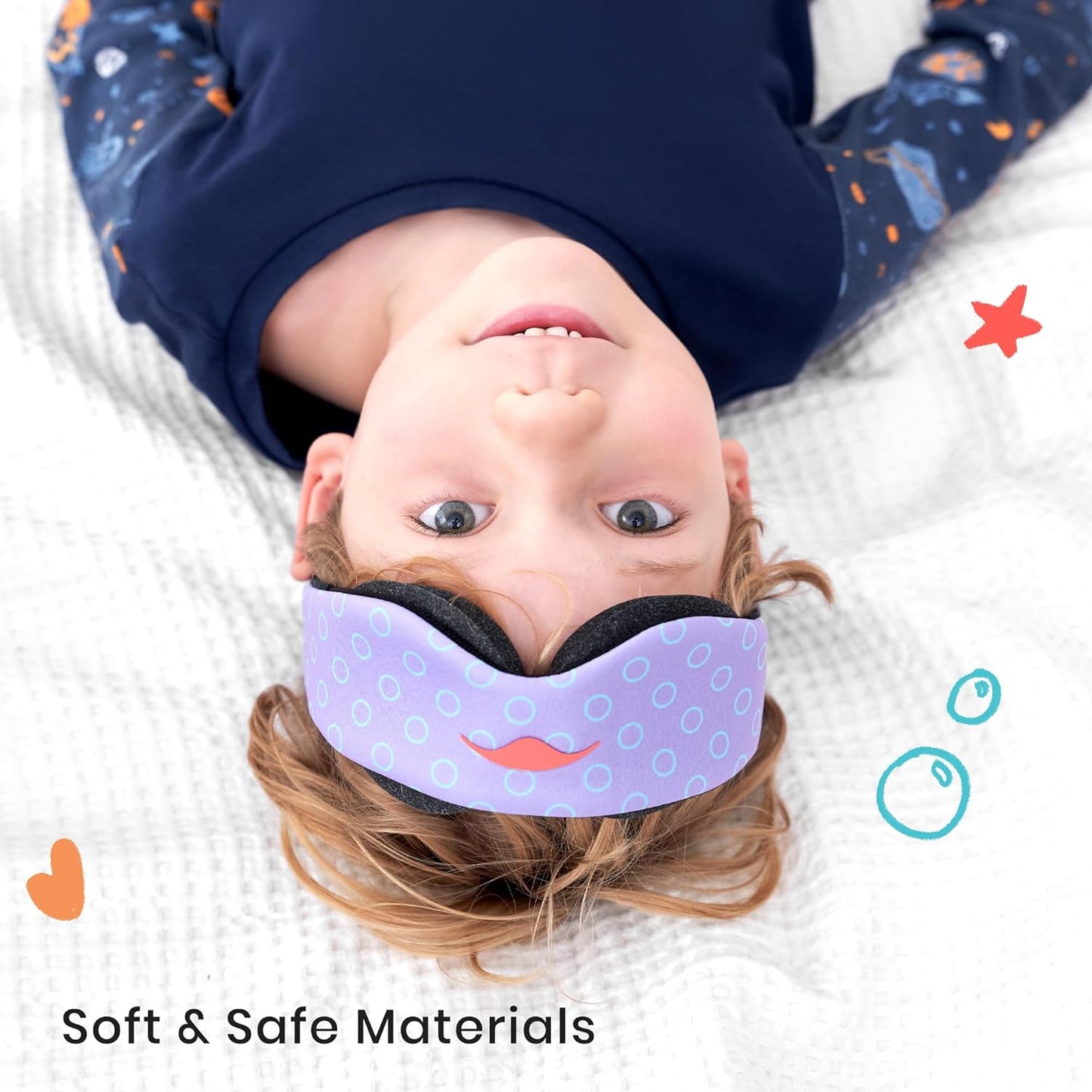 Manta Kids Sleep Mask - Comfy & Cute Blackout Sleeping Mask with Adjustable Eye Cups, Soft & Breathable Machine Washable Kids Eye Mask for Girls, Boys, Toddler Aged 6+ (Periwinkle)
