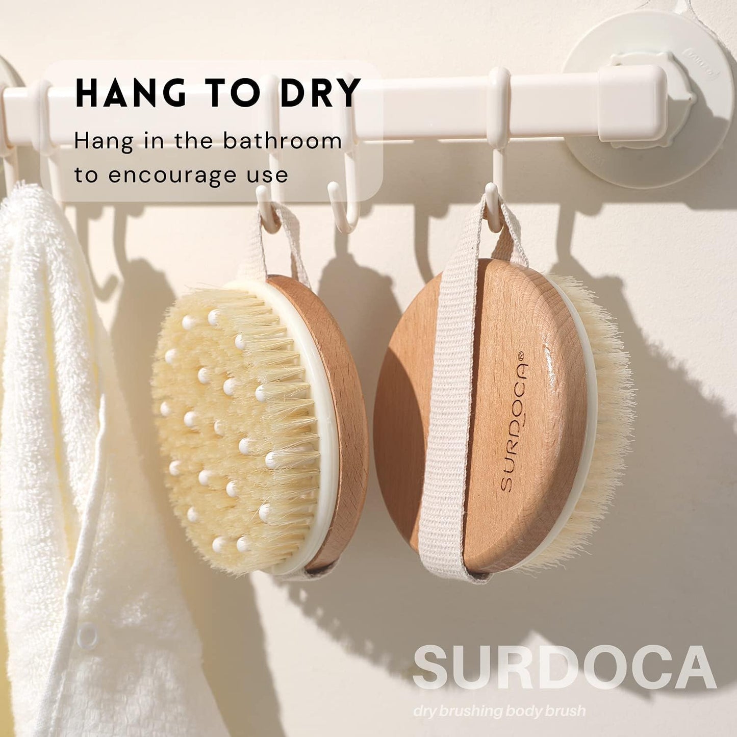 SURDOCA Dry Brushing Body Brush for Lymphatic Drainage, Wet & Dry Body Scrubber, Natural Exfoliating Brush, Blue