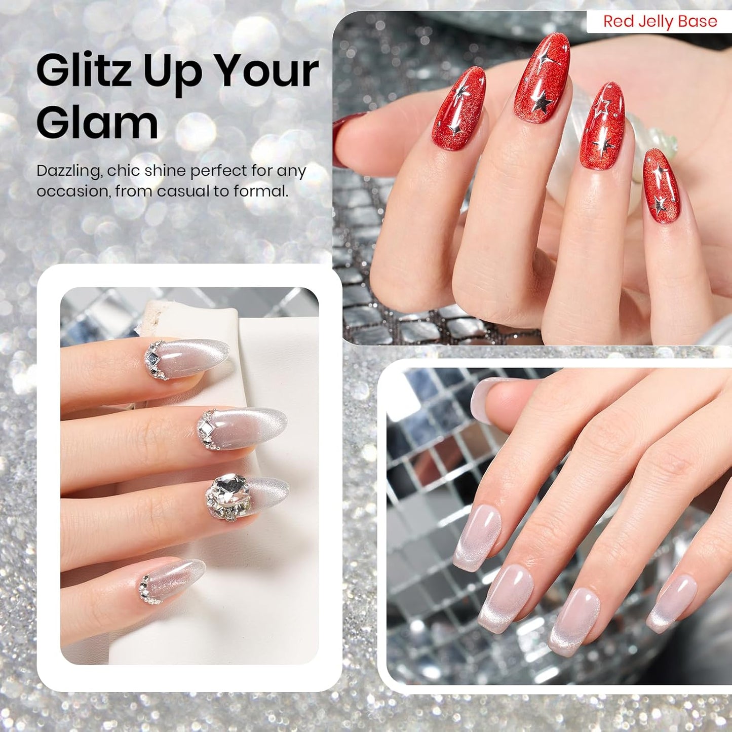 Beetles Cat Eye Gel Nail Polish, 1 Pcs 9ml Sliver Glitter Cat Eye Sliver Dreamscape with Magnet Soak Off LED Nail Manicure DIY Art Home Salon Gifts for Women