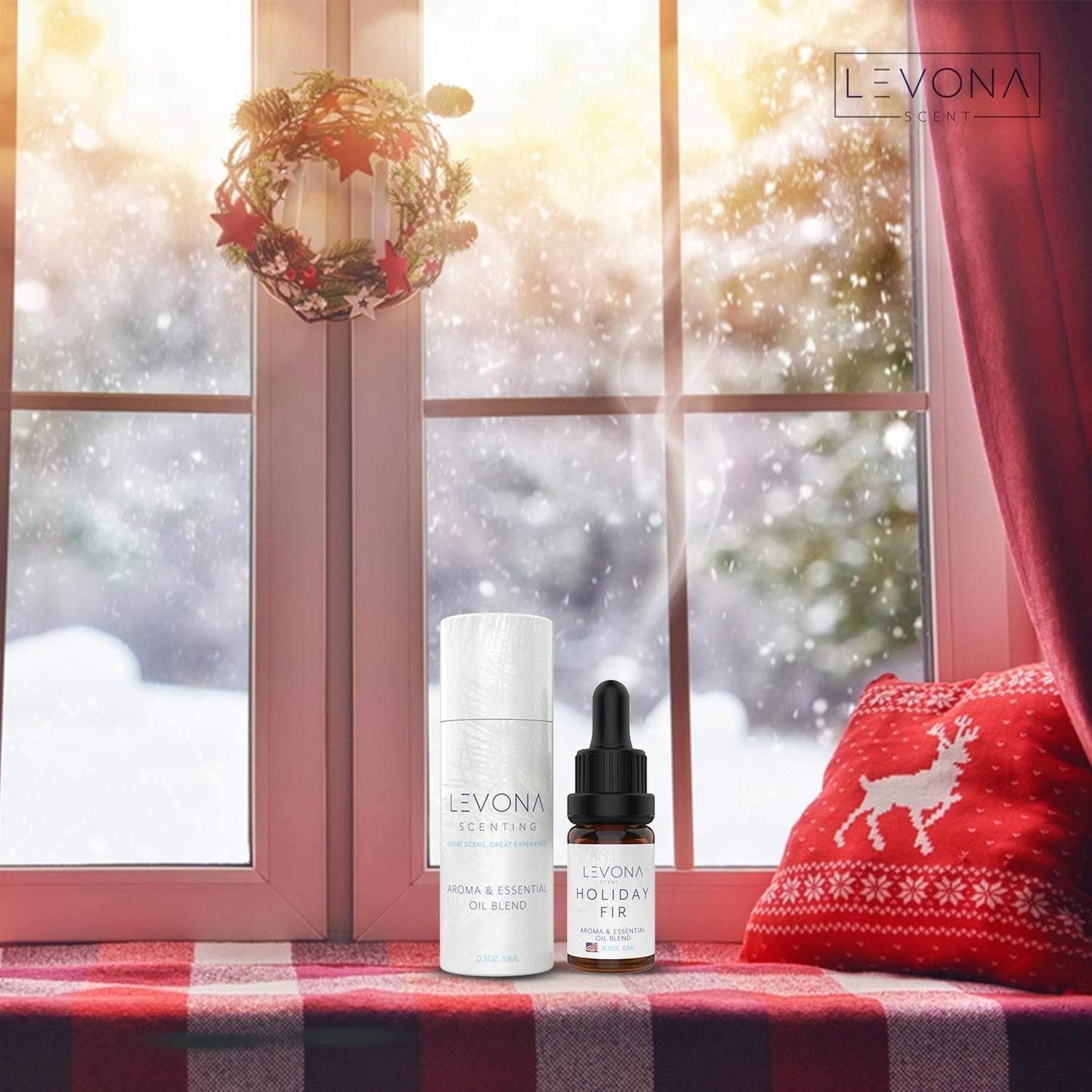 Levona Scent Christmas Essential Oils for Diffuser: Holiday Fir Essential Oil for Diffusers for Home - Essential Oils with Notes of Sandalwood & Amber Oil - Winter Fir and Balsam Fragrance - 10Ml