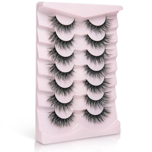 Fake Lashes Natural Wispy Lashes Airy Volume Faux Mink Lashes Fluffy Long False Eye Lashes Sets Pack 18MM Reusable Eyelashes A05