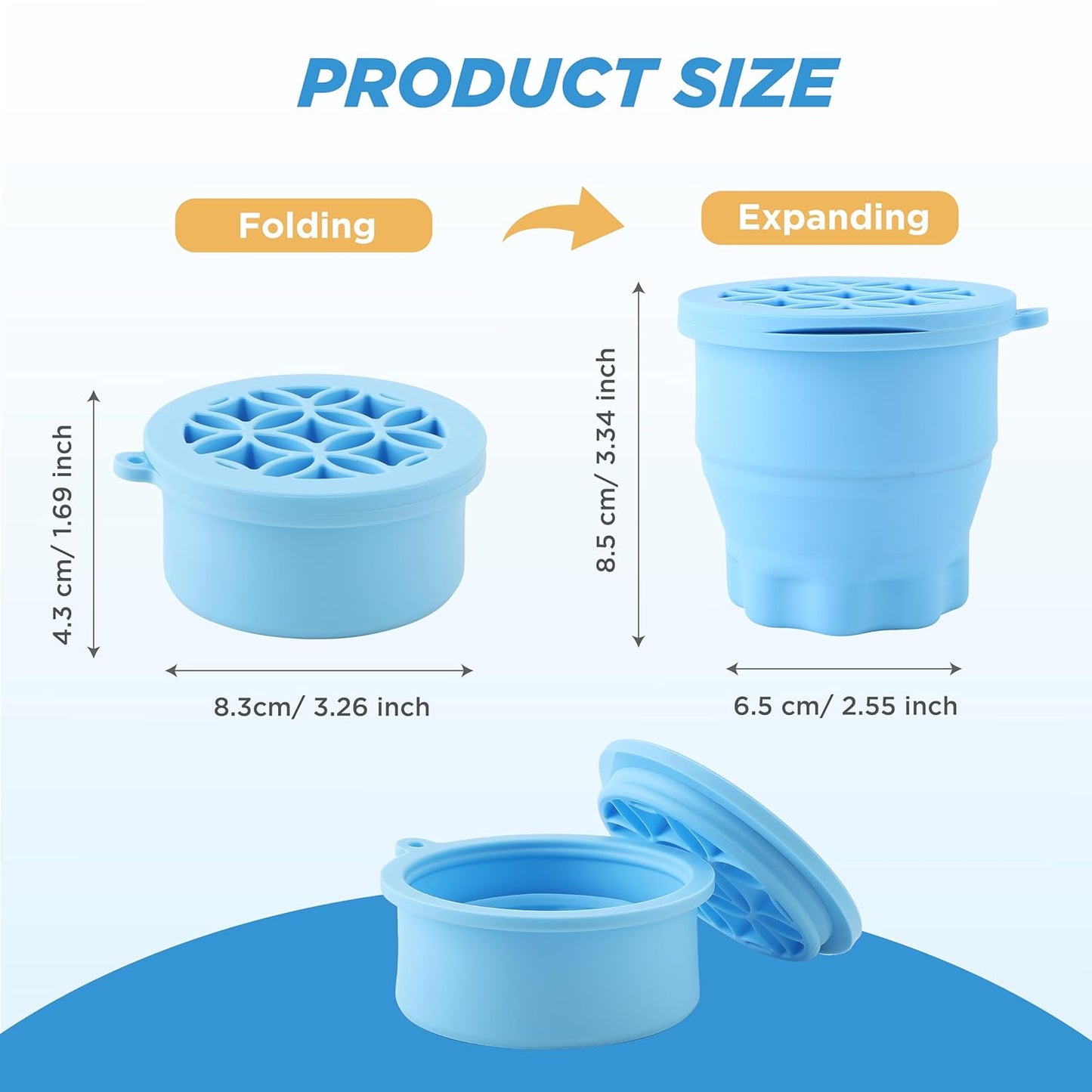 Makeup Brush Cleaner - Foldable Silicone Makeup Brush Cleaner Mat with Brush Storage Holder Makeup Brush Cleaning Bowl Cosmetic Brush Washing Tool for Cleaning Organizer and Drying (Purple and Blue)