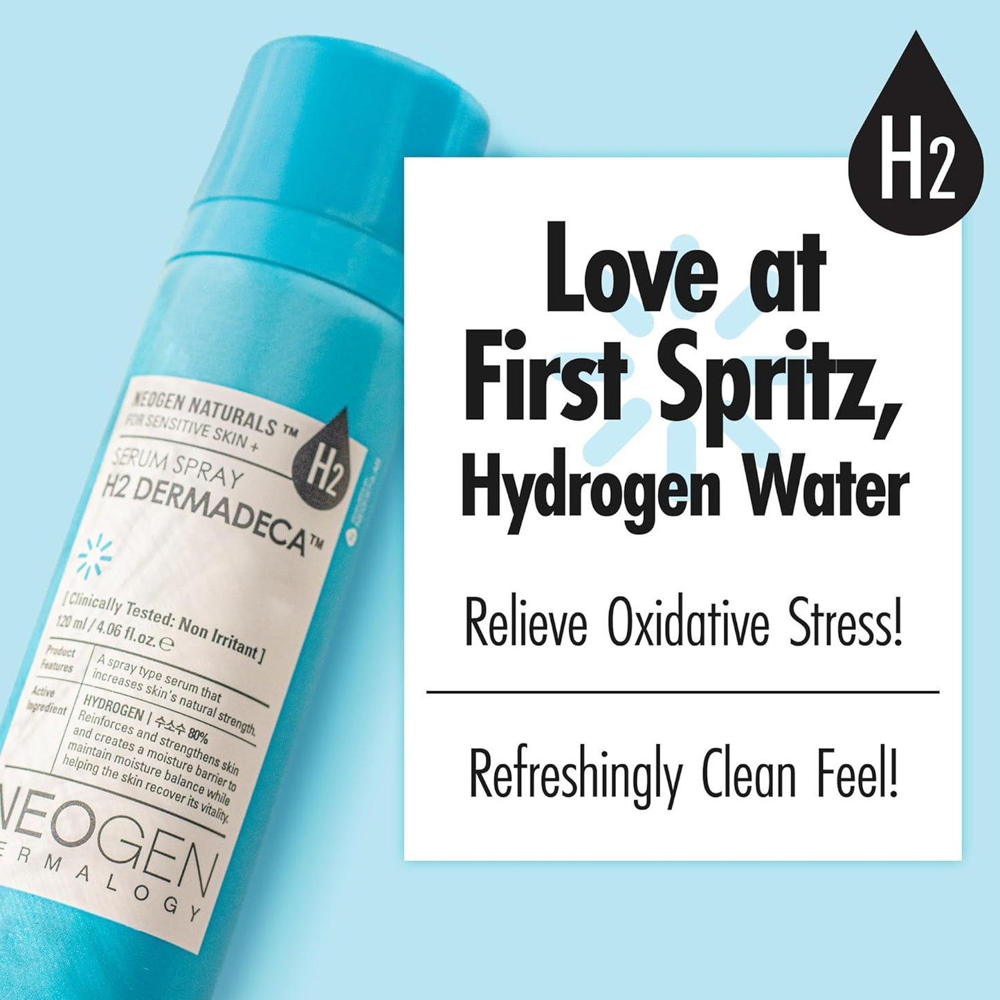 [K-Beauty] Neogen H2 Dermadeca Serum Facial Spray | 80% Hydrogen-Water Face Mist Hydrating Serum w/Niacinamide Vitamin C & Centella 4.06 fl oz