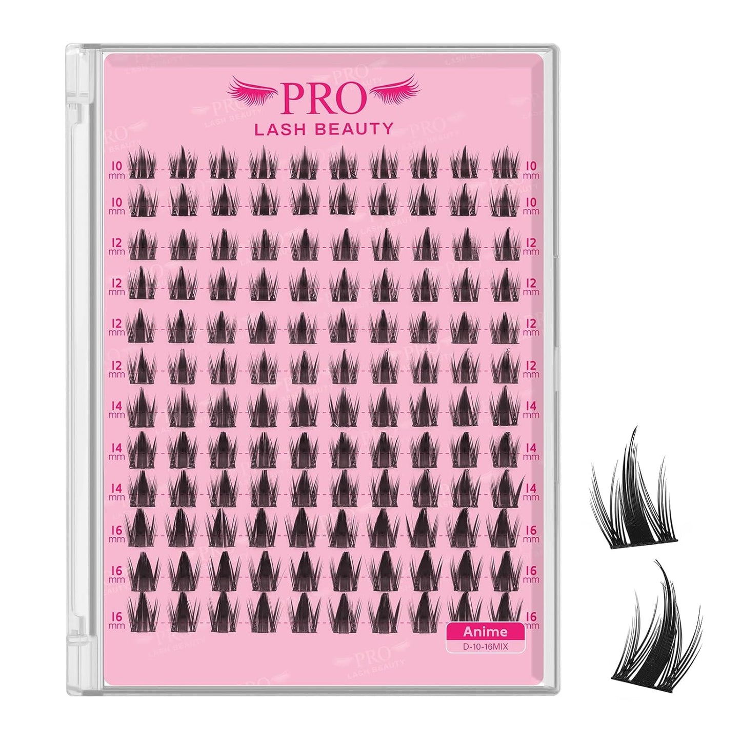 PROLASHBEAUTY Manga Lash Clusters, Eyelash Clusters 10-16 Mixed Cluster Eyelash Extensions Mixed Lash Extension Reusable Soft & Comfortable (Anime,10-16mix)