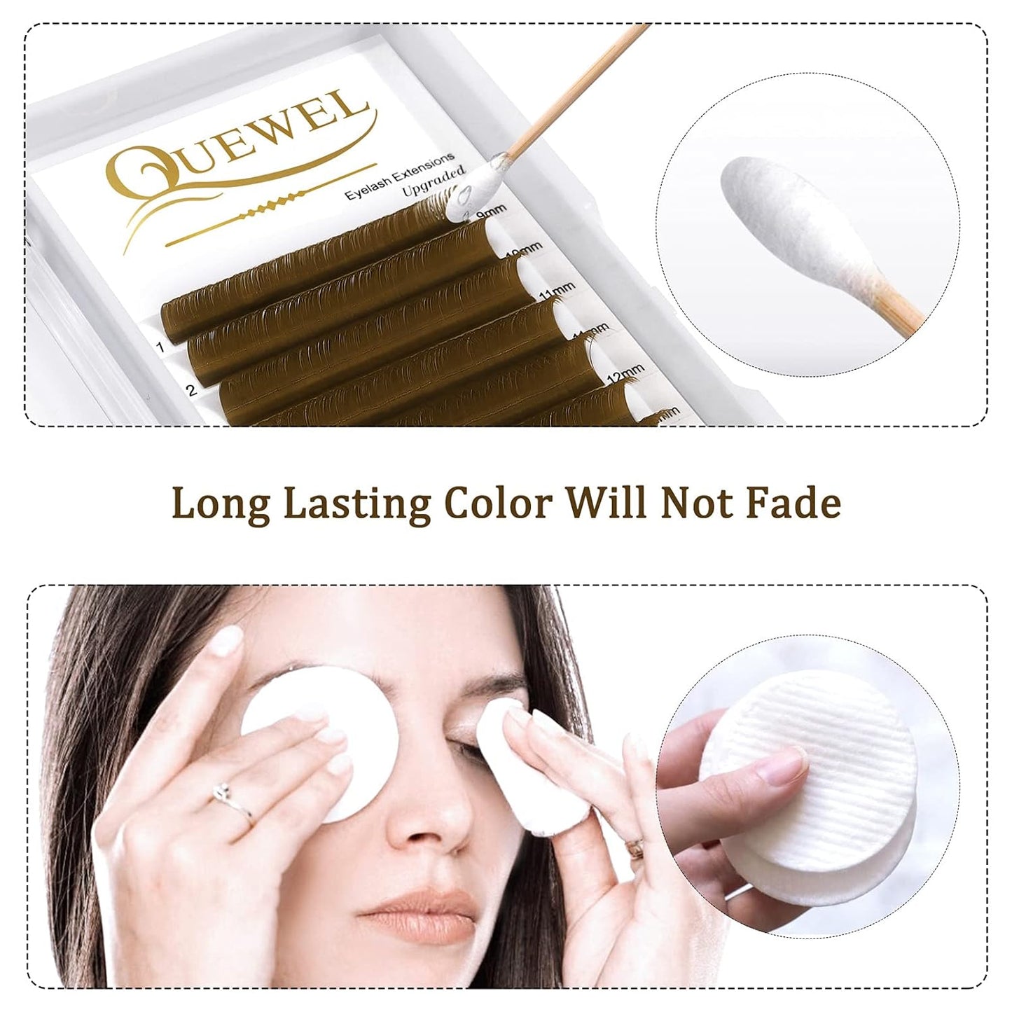 QUEWEL Easy Fan Volume Lashes .07 D Curl Brown 9-16mm Mixed Lash Tray Color Extensions Self Fanning 2D-10D Eyelash Extensions (Brown 0.07 D 9-16mm)