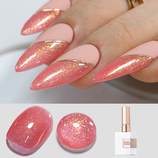 Double Rhythm 15ML Glitter Gel Polish Shimmer Reflective Holographic Color Magnetic for Nail Art Salon DIY at Home (B1142)