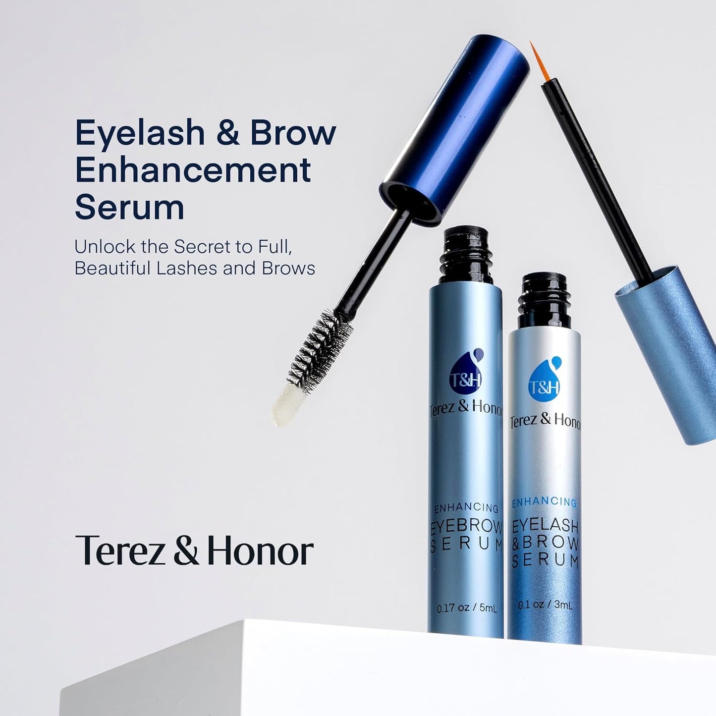 Natural Eyelash Serum with Eyebrow Serum Set - Boost Eyelash Growth Enhancer for Longer, Thicker, Fuller-Looking Lashes and Brows - Gentle & Effective Formular [3 mL + 5mL]