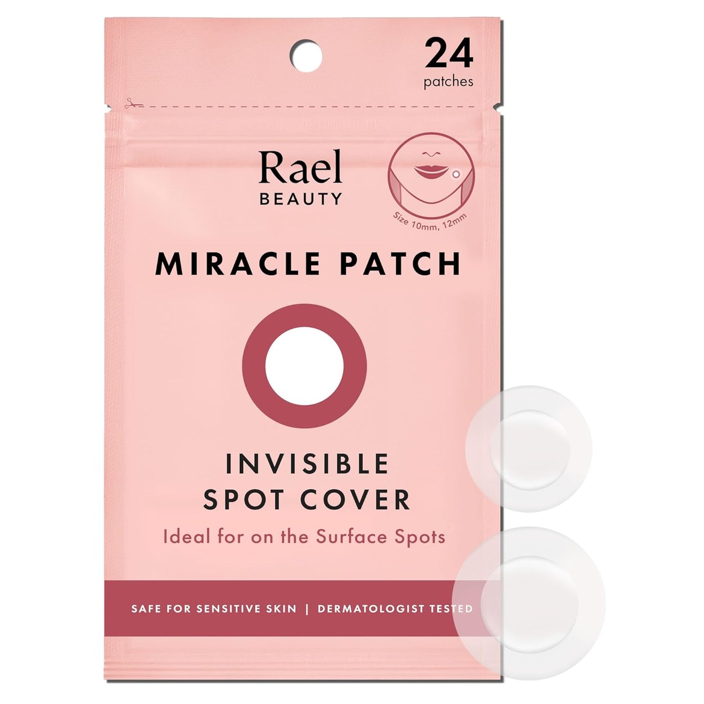 Rael Pimple Patches, Miracle Invisible Spot Cover - Hydrocolloid Acne Patch, Treatment for Breakouts, Absorbs Zits & Blemish, Korean Skin Care, 2 Sizes (24 Count)