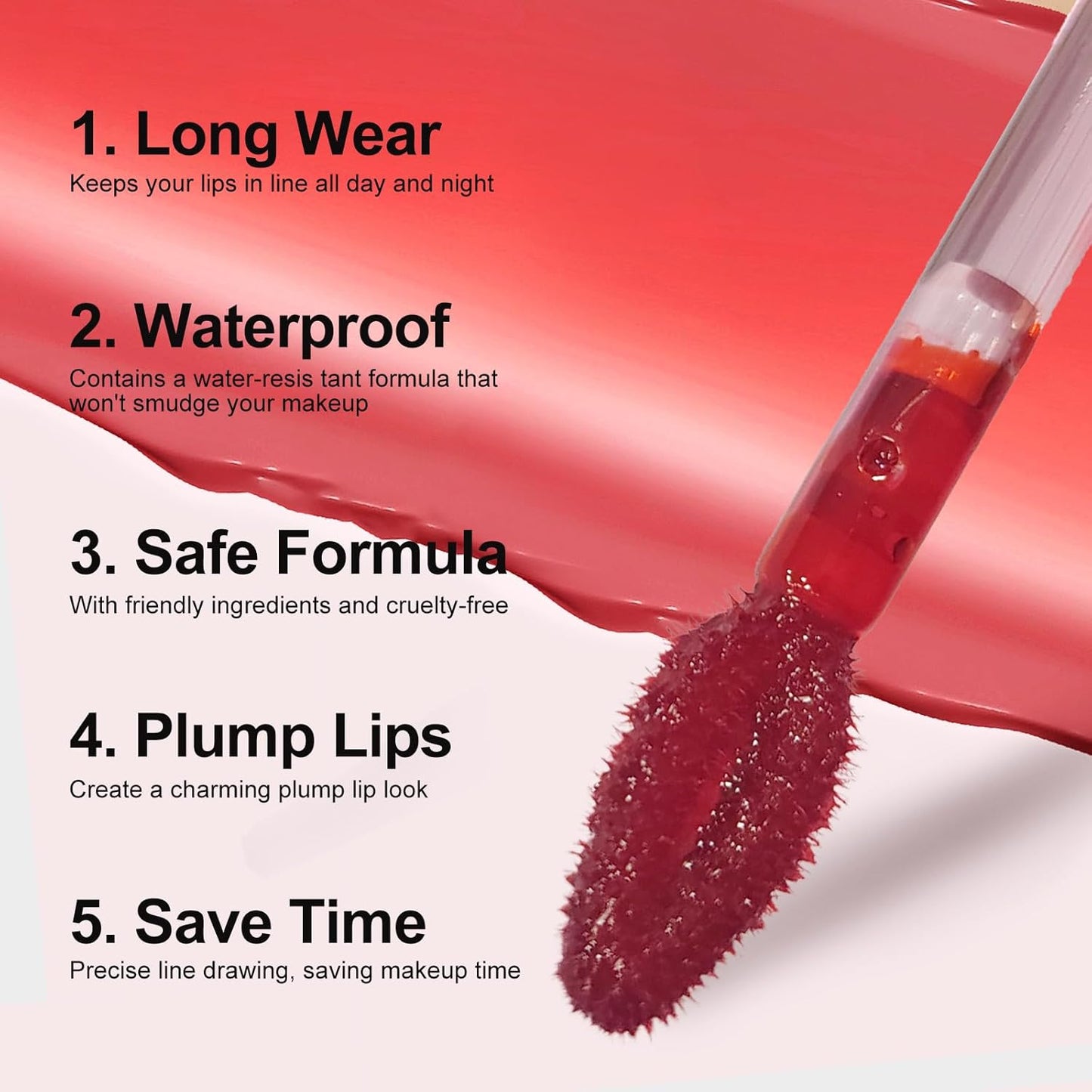 Lip Liner - Lip Stain Peel Off Moisturizing Long-Lasting & Waterproof Transfer Proof & Plumping, Non-Stick Cup Lip Liner Stain Tint For All Skin Types (Coral Red, 1 PCS)