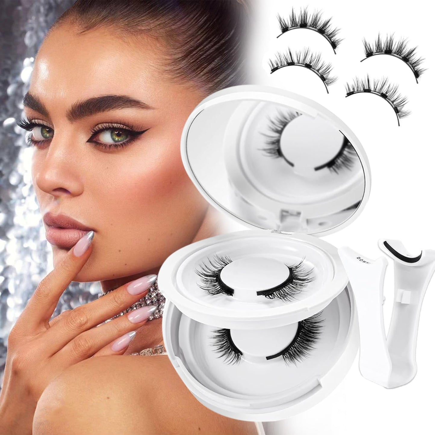 Elara Craft Magnetic Eyelashes with Applicator, Magnetic Eyelashes Without Eyeliner，Reusable Glue-Free Natural Look Eyelashes Kit Easy to Wear and Remove