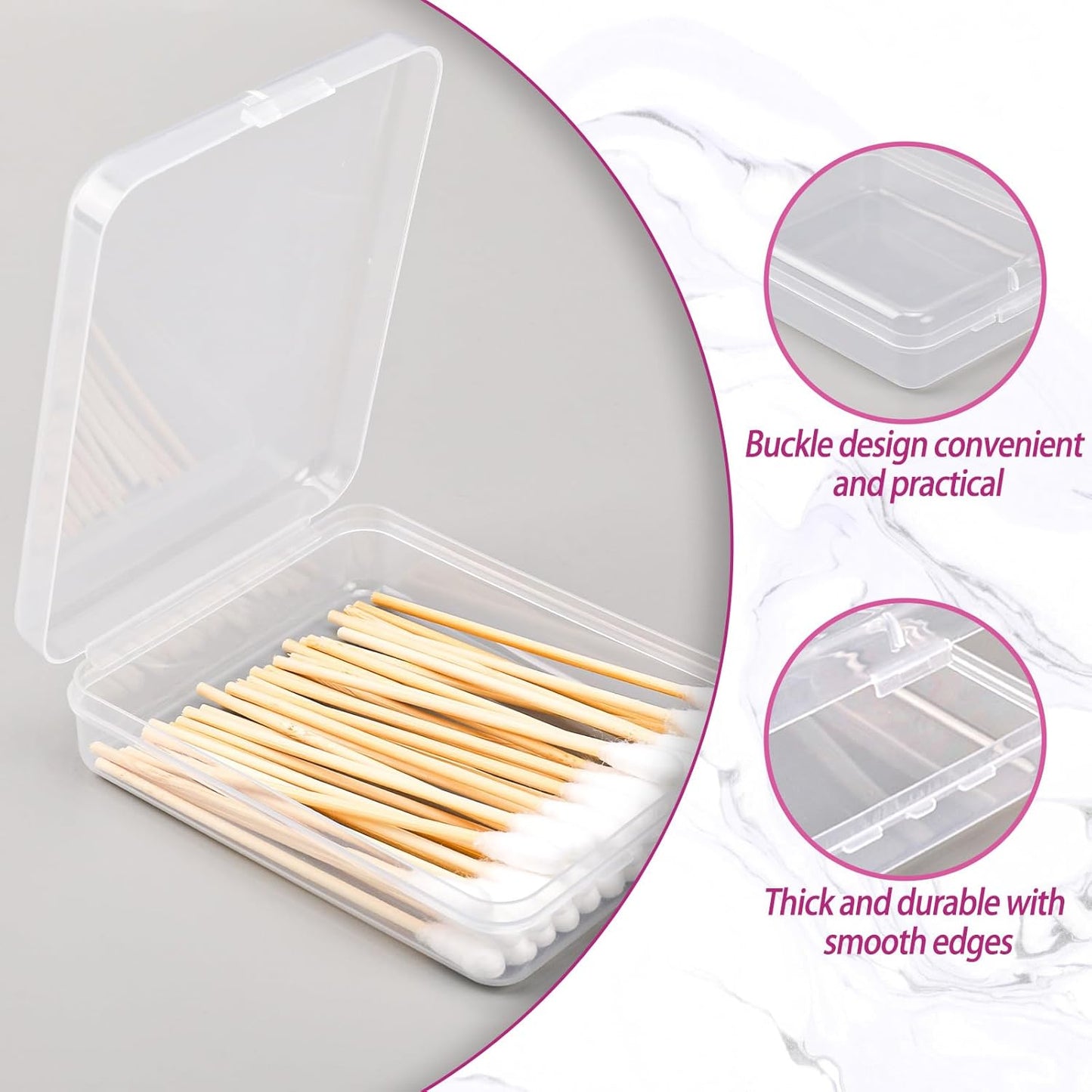 3-Piece Portable Travel Pad Holder - Bathroom Countertop Storage Organizer - Cotton Pad, Swab, Floss Dispenser (Blue, Pink, Transparent)