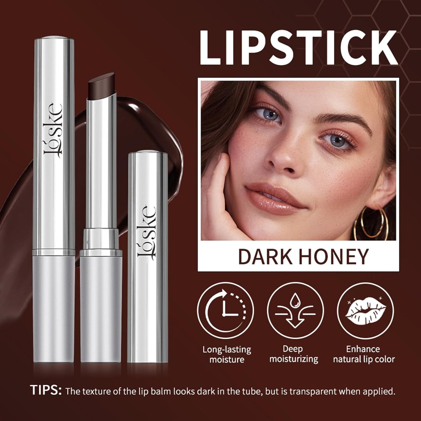 Black Honey Lip Balm, Lip Tinted, Moisturizing Lip Care for Soft Smooth Lips, Long Lasting Hydration, Natural Ingredients Nourishing Formula for Dry Lips