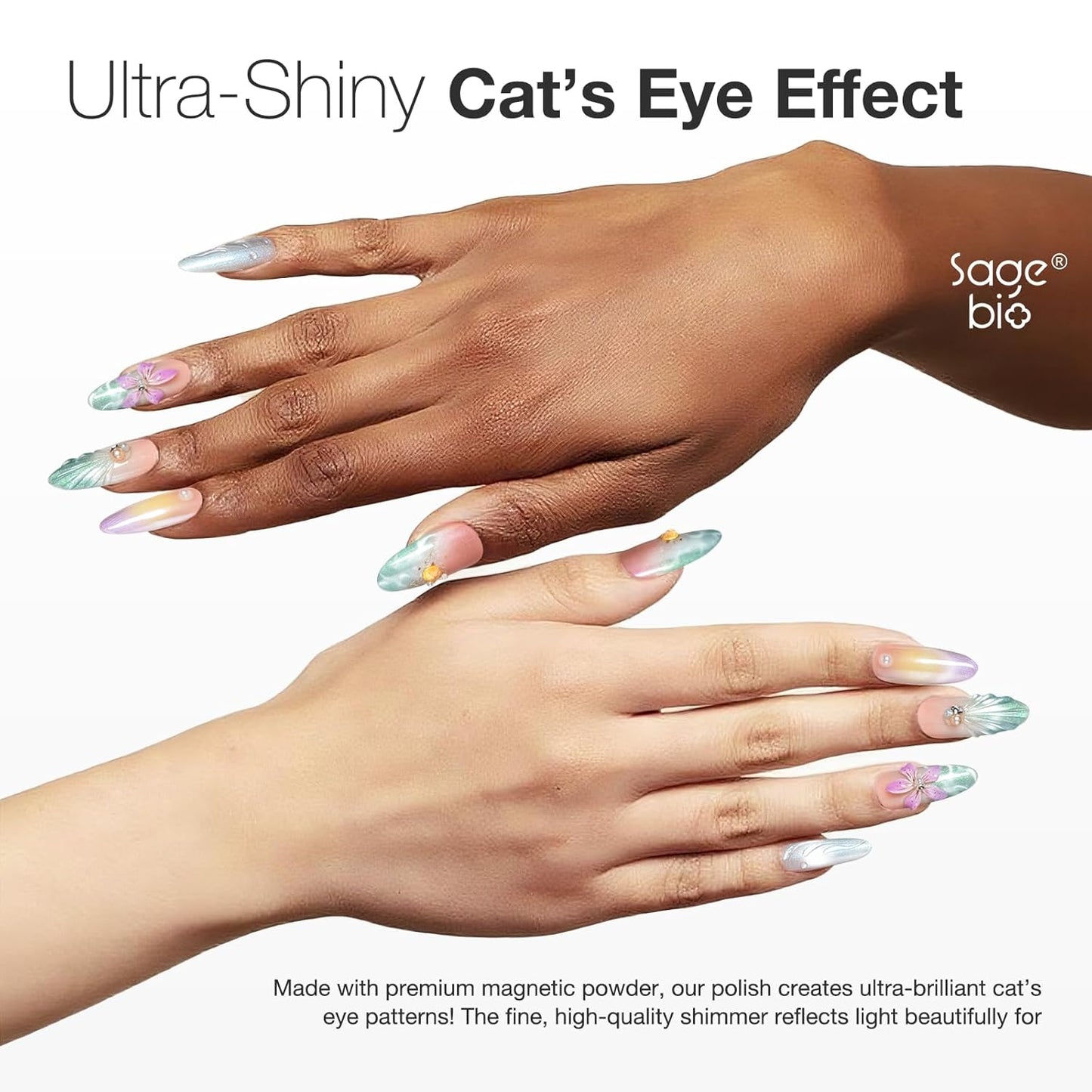 15ml Cat Eye Gel Nail Polish with Magnet Shimmer Glass Bead Effect 01