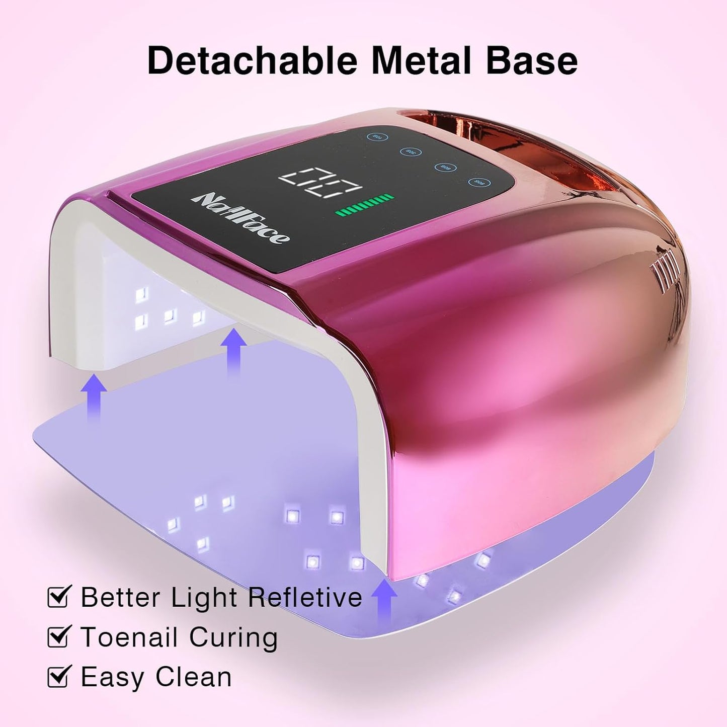 96W Rechargeable UV LED Nail Lamp UV Light for Gel Nails Cordless Gel Nail Lamp Nail Dryer with 42 Beads Smart Sensor & Metal Base