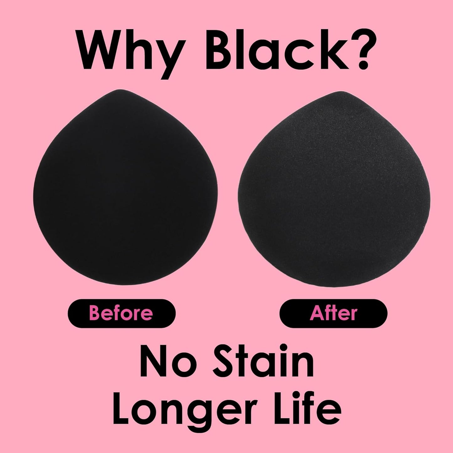 5Pcs Makeup Sponge Latex-Free Soft Blender Sponge Perfect for Liquid Foundation Concealer Cream Powder, Beauty Sponge Gift Set for Long-lasting and Natural Makeup, Black, Medium