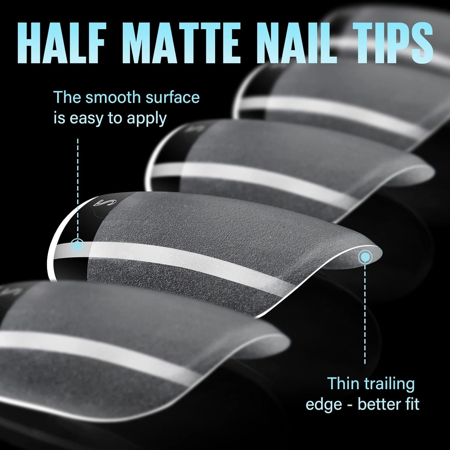 TOMICCA Extra Short Square Fake Nail Tips, Half Matte Acrylic Gel Nail Tips, 360Pcs Full Cover Pre Shaped 12 Sizes Fake Nails for Beginner and Professional DIY Nail Salon