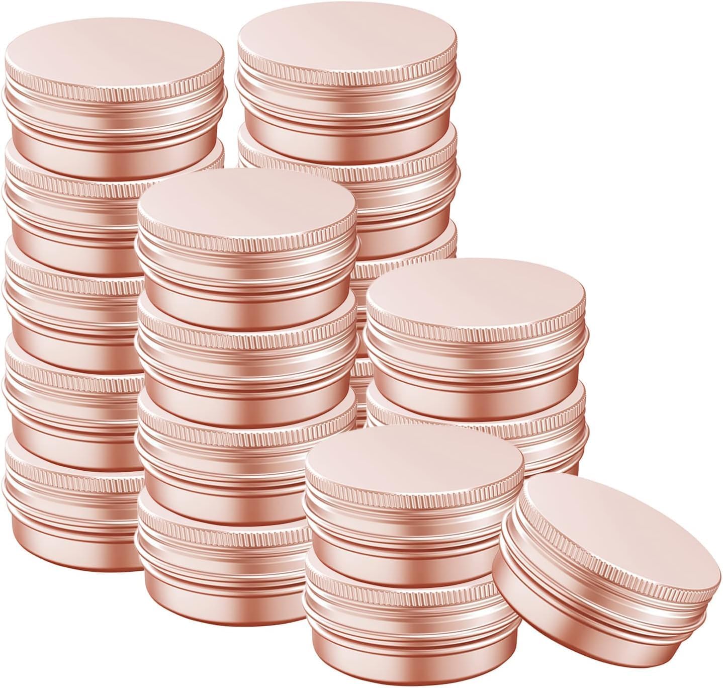 0.5 Ounce Aluminum Tin Jar with Screw Cap 15mL Tin Cans Refillable Containers for Cosmetic, Lip Balm, Cream, Lotion, Balms, Spices, Salve, Rose Gold 40 Pcs