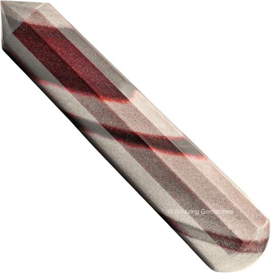Amazing Gemstone Narmada Shiva Lingam Crystal Wand Massage Stick - Pelvic Wand Gua Sha for Adults - Crystals and Healing Stones Massage Wands for Adults Gifts (Pointed)