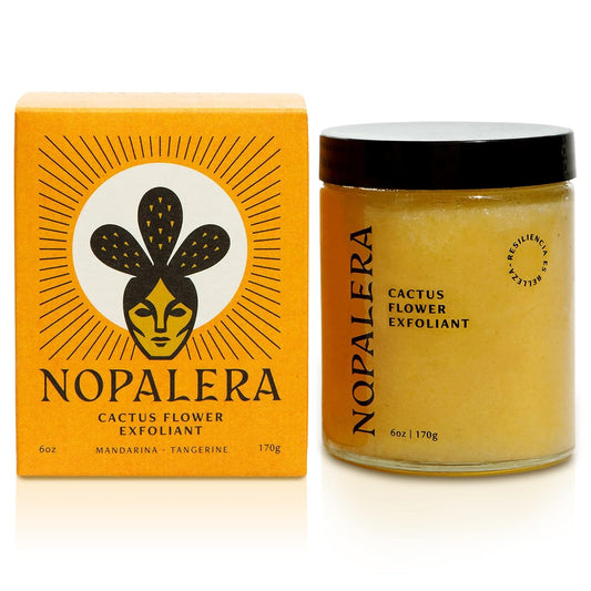Nopalera Mandarina Cactus Flower Exfoliant - Face & Body Scrub, 3-in-1 Cleanser, & Moisturizer, Vegan, Cruelty-Free, Natural Citrus Scent, Dye Free, 6 oz.
