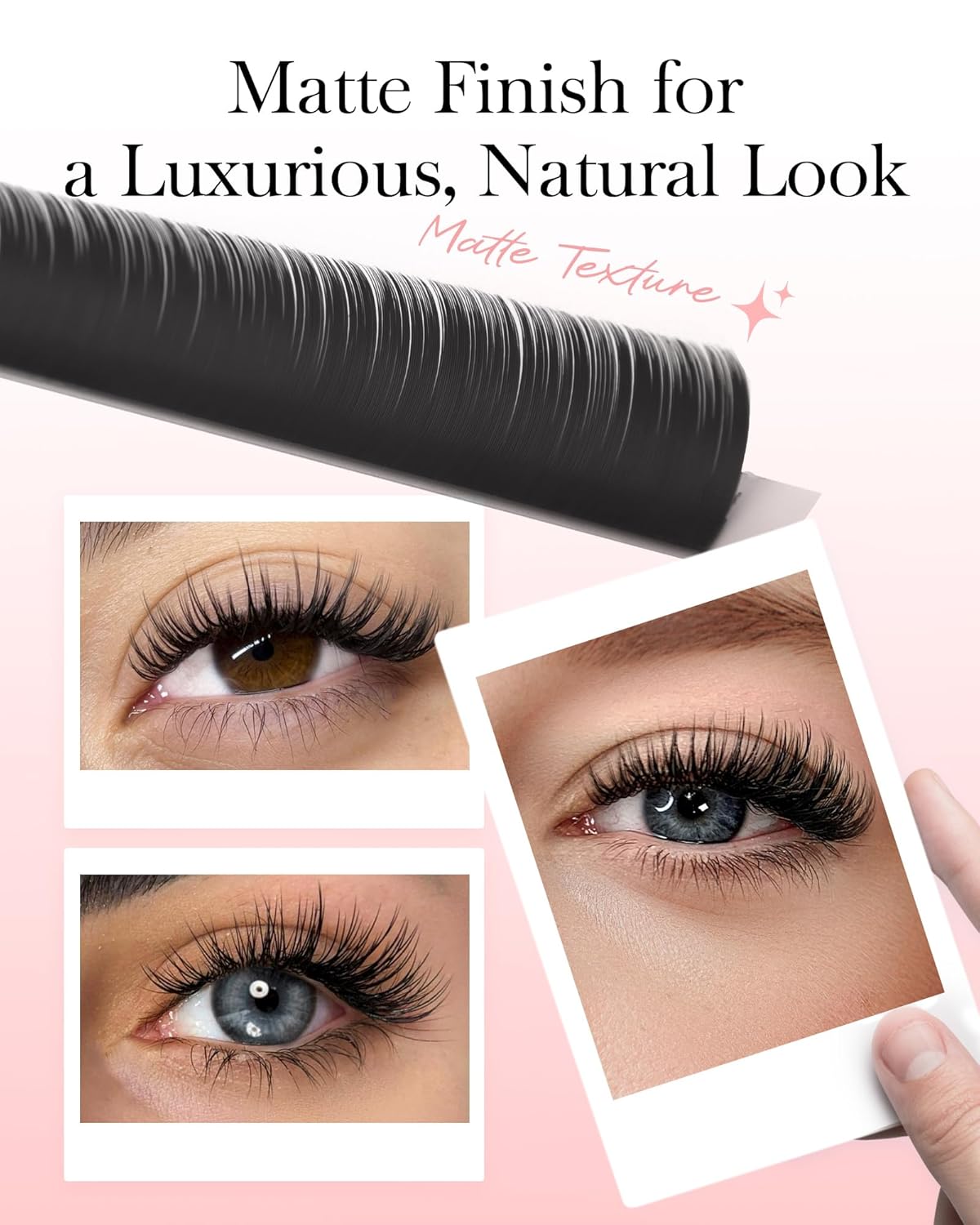 BEYELIAN Flat Eyelash Extension, Ellipse Lash Extensions 0.15 C Curl 7-15mm 16 Rows Matte Black Eyelash Extension Supplies Classic Lash Extensions Individual Eyelashes Salon Use