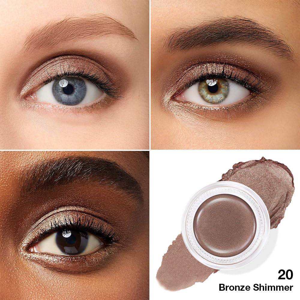 Cream Glitter Bronze Shimmer Metallic Eyeshadow Palette Makeup, Natural Single Mini Instant Holographic Eyeshadow For Women, Sombras Crema Para Ojos, Talc, Paraben & Cruelty Free, 20