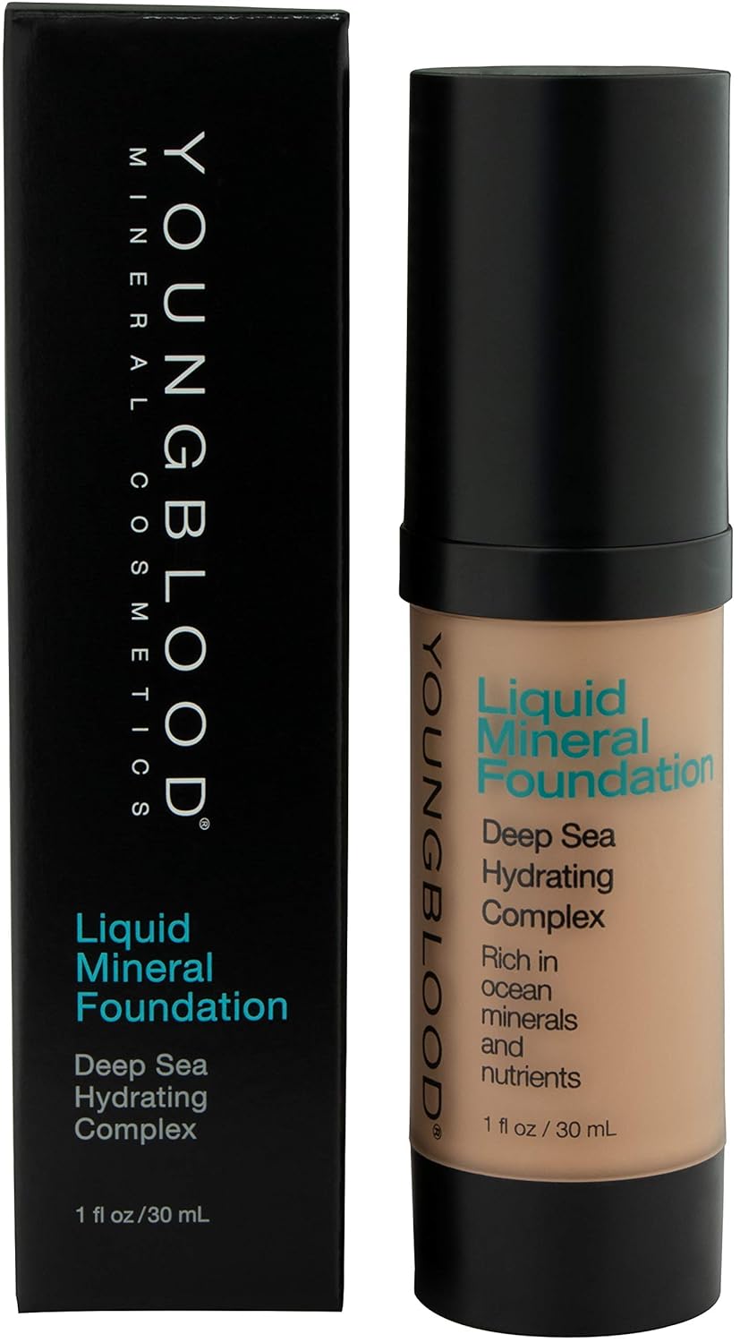 Youngblood Mineral Cosmetics Liquid Mineral Foundation, Golden Sun (Old Version) | Full Coverage Mineral Lightweight Makeup | Vegan, Cruelty Free, Paraben Free