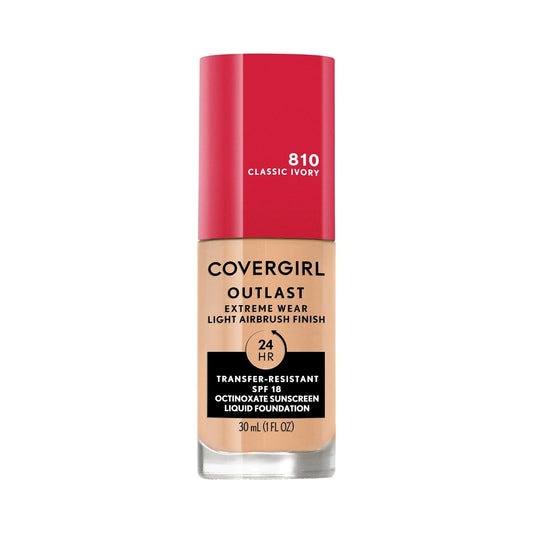Covergirl Outlast Extreme Wear 3-in-1 Full Coverage Liquid Foundation, SPF 18 Sunscreen, Classic Ivory, 1 Fl. Oz.