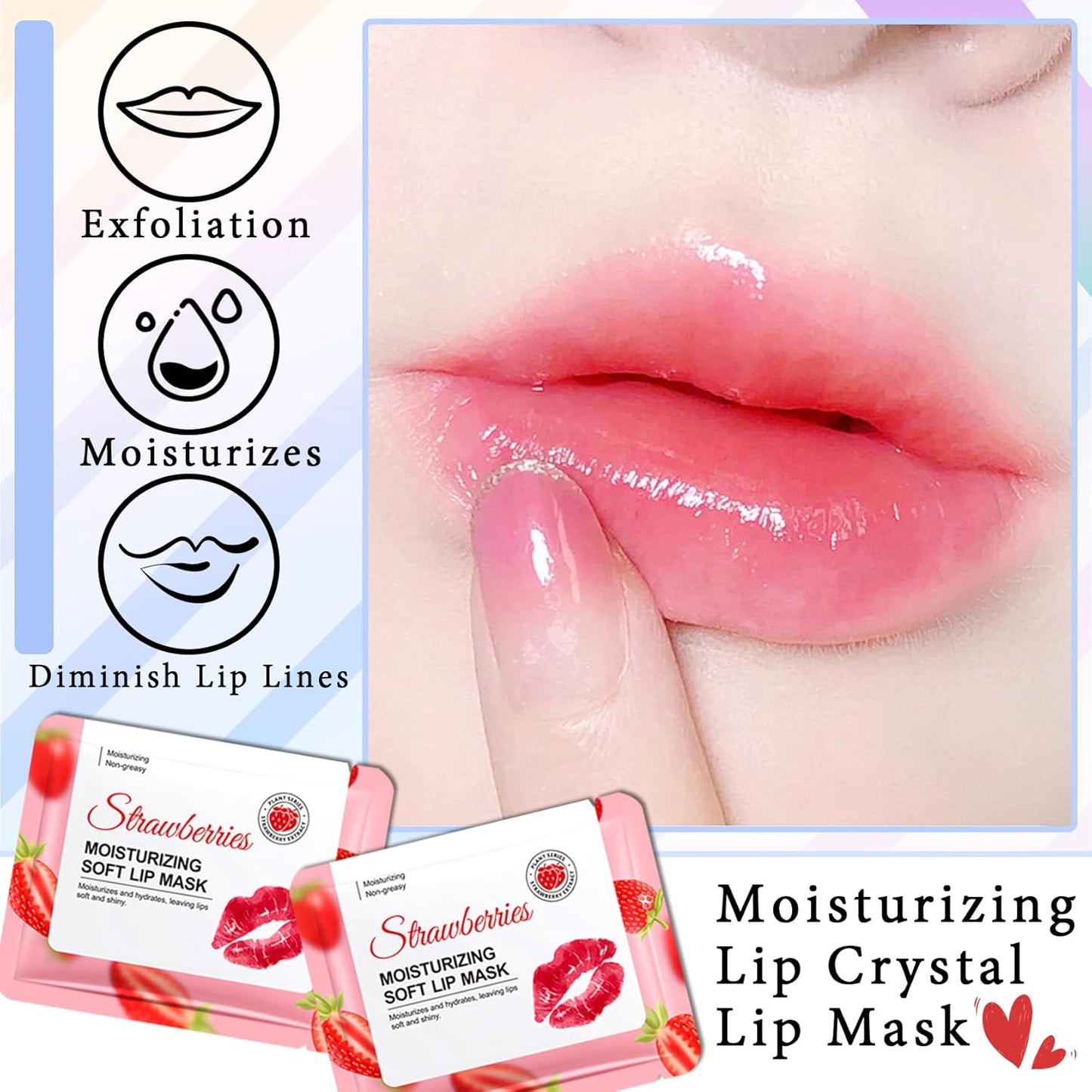 30PCS Moisturizing Lip Masks Set, Overnight Bulk Lip Patches, Long-lasting Hydrating Sleeping Lip Plumping Masks for Women 02