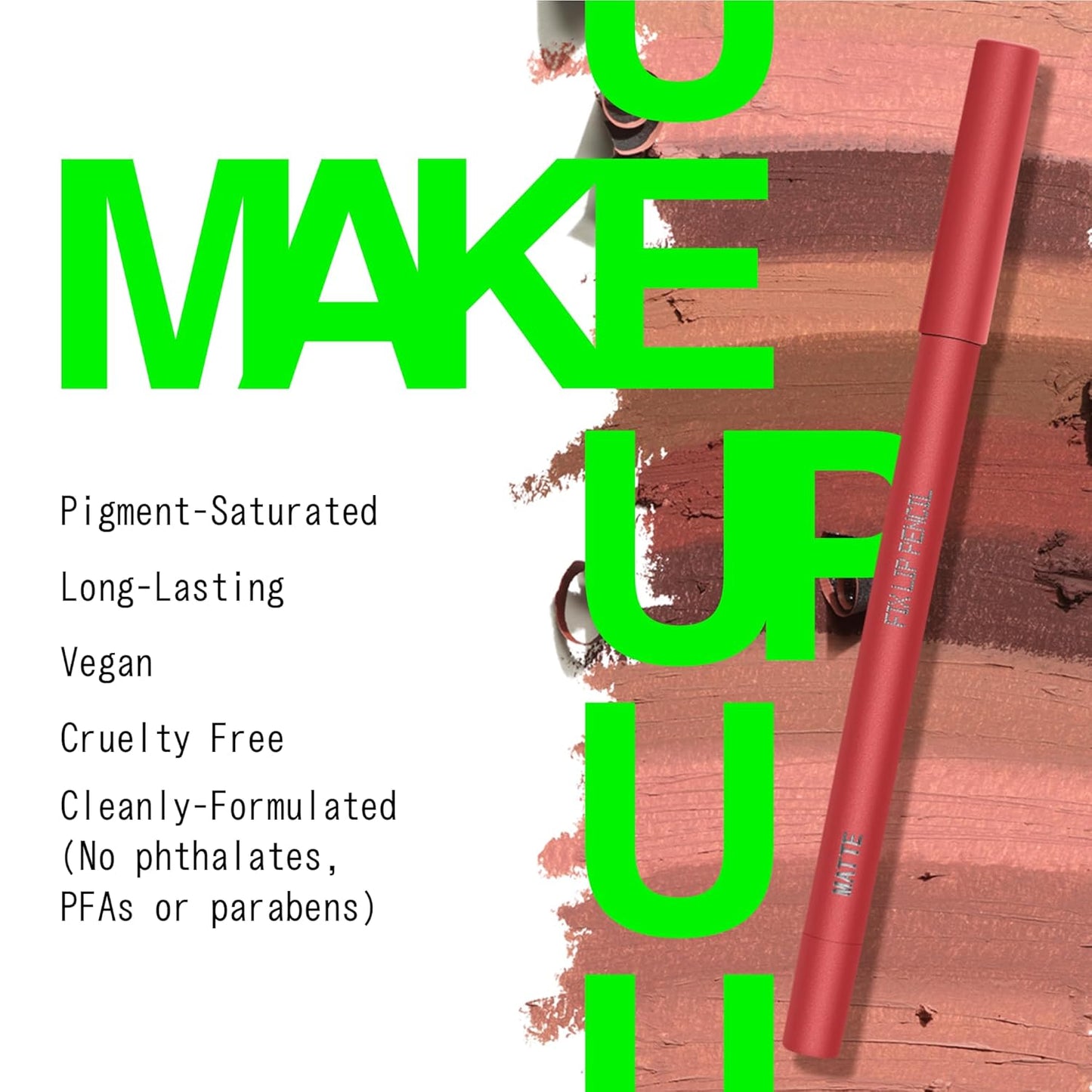 about-face Matte Fix Lip Pencil Sound The Alarm – Long-Wear, Creamy Matte Lip Liner with Hyaluronic Acid & Vitamins C & E – Vegan, Cruelty-Free, Clean Beauty – 0.042 oz (Bright Cherry Red)