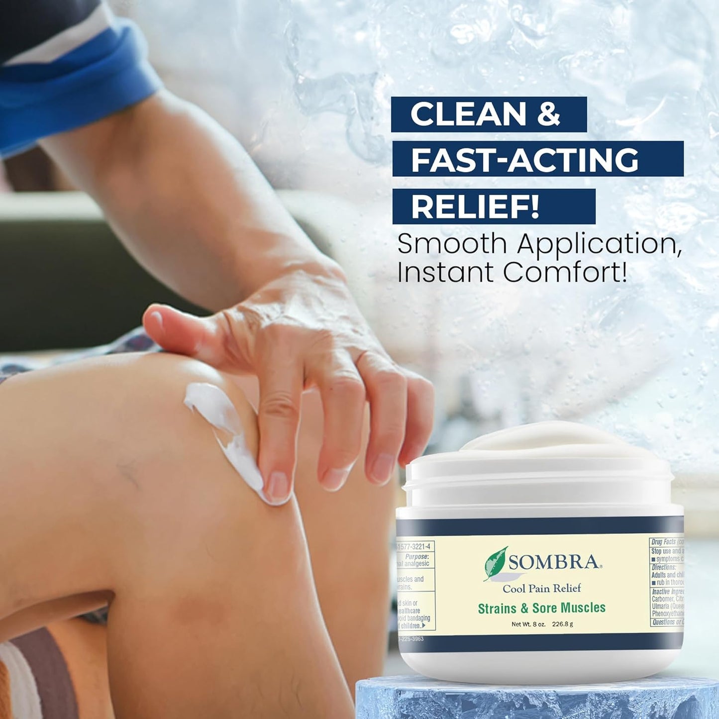 Sombra Original Cool Therapy Gel Cold Pain Relief for Swelling, Growing Pains, Soreness, Post-Workout, Vegan Formula Free of Artificial Fragrances, Dyes, NSAID, Wax, Petroleum, Alcohol - 8oz Per Jar