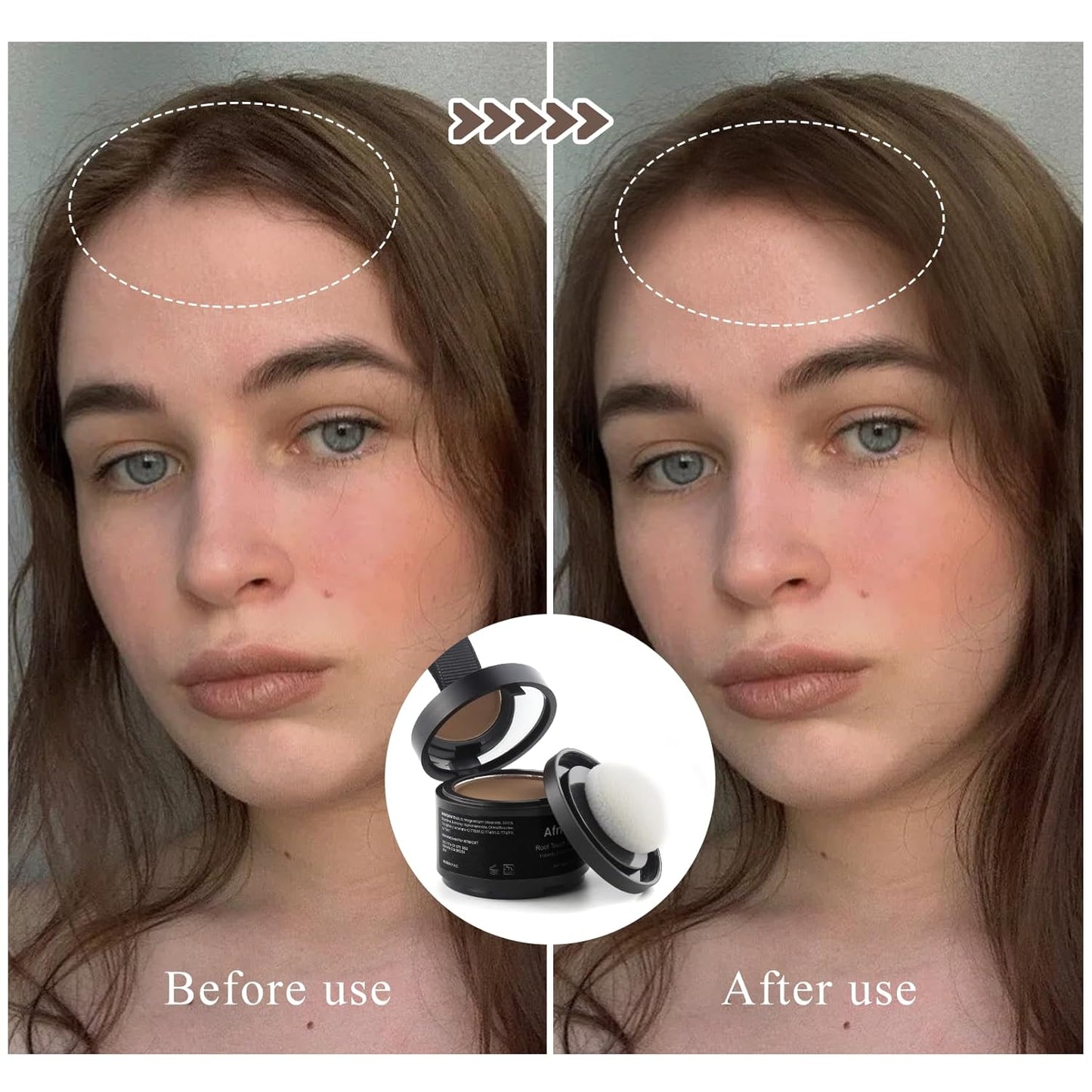 Instant Hairline Powder, Root Touch Up Hair Color for Gray Coverage and Thinning Hair, Root Cover Up Conceals Hair Loss & Bald Spots, Natural and Non-Greasy Hair Color for Women & Men, Light-Brown