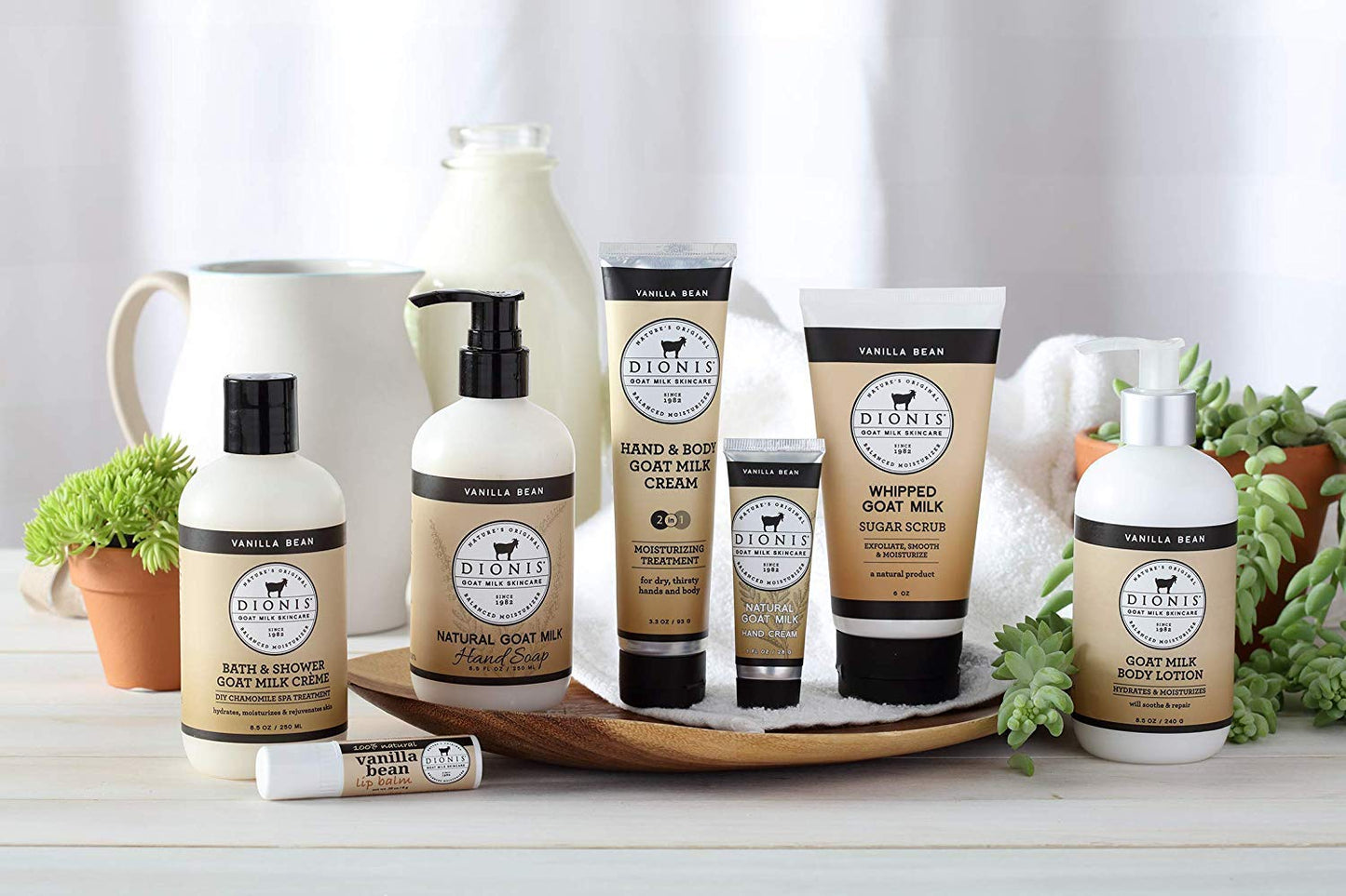 Dionis Goat Milk Hand Cream and Lip Balm 3 Piece Gift Set (Vanilla Bean, 3 Piece)