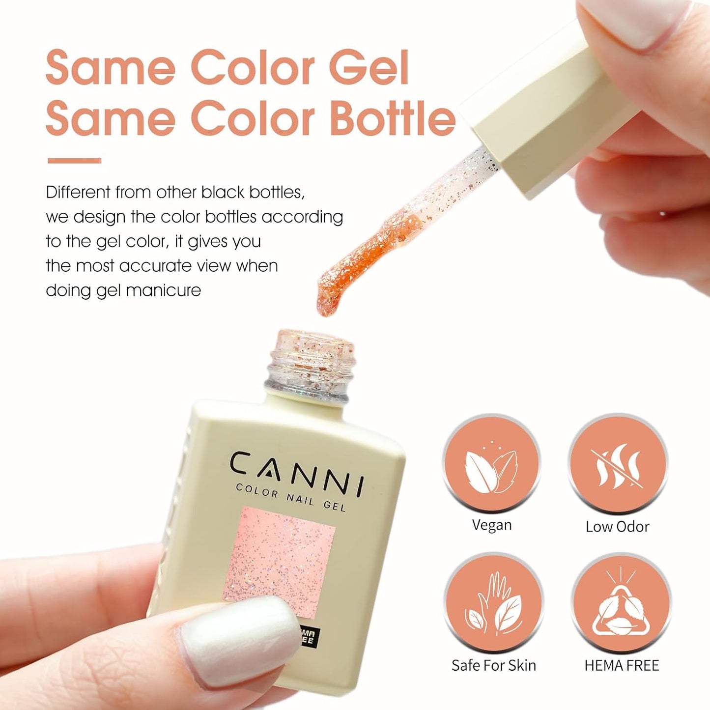 CANNI 1 Pcs Pink Glitter Gel Nail Polish, Shimmer Sparkly Pink Colors Gel Polish Soak Off Led Nail Art Gel Manicure Salon DIY