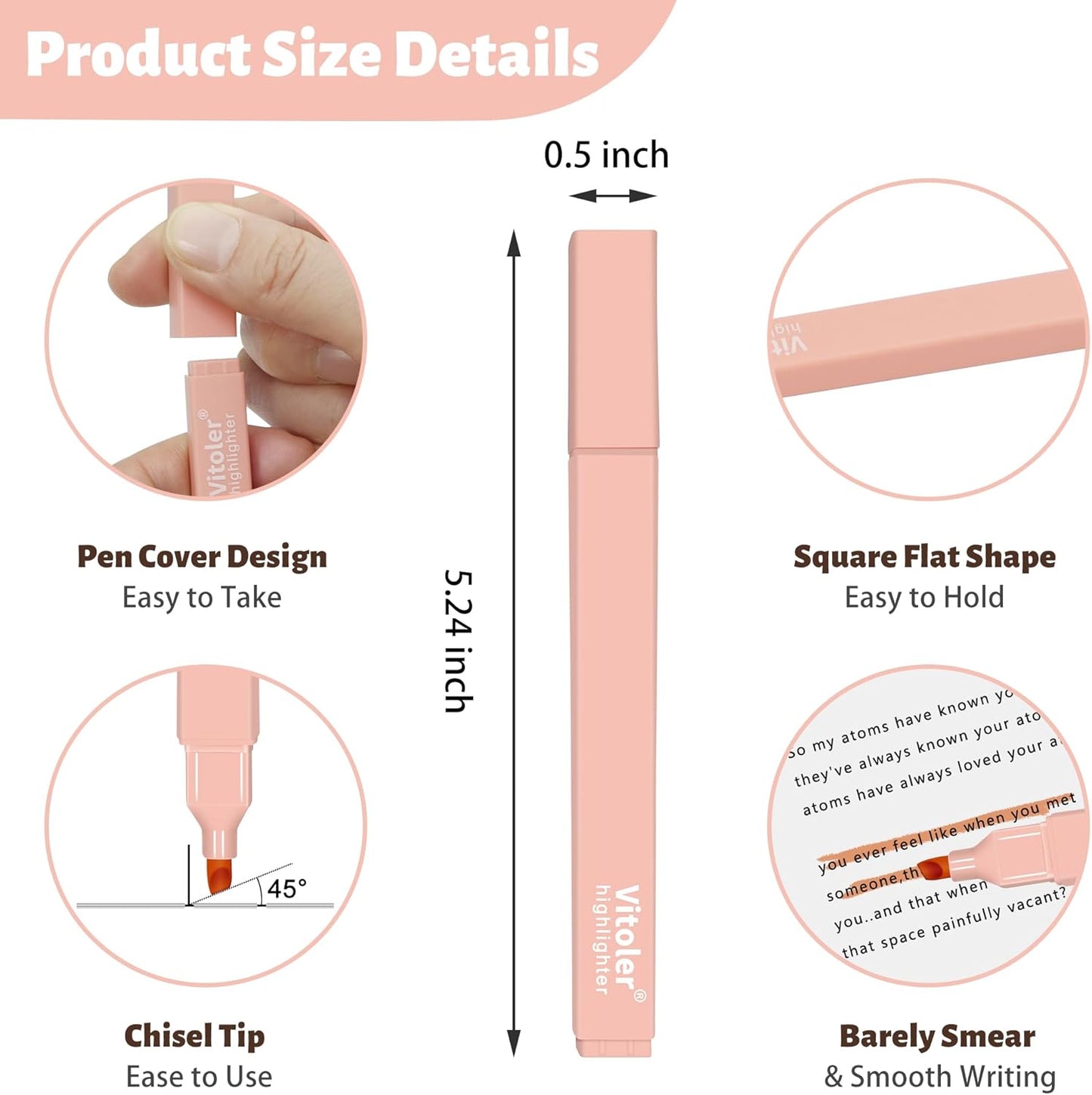 Bible Highlighters,10Pcs Chisel Tip Aesthetic Markers,Pastel Highlighters for Journaling Planner Notes School Supplies