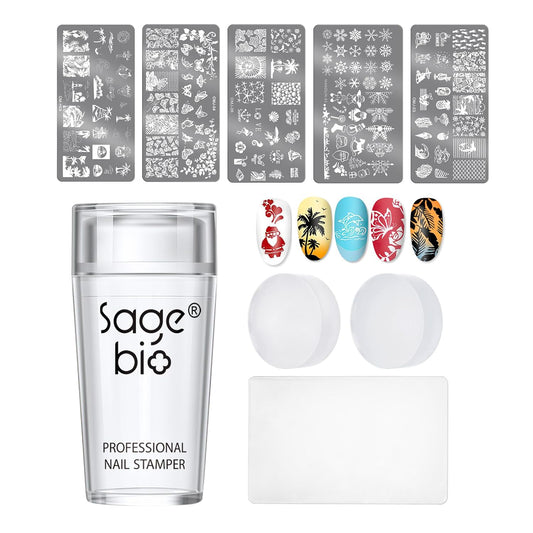 Nail Art Stamper Clear Silicone Nails Stamping Jelly with Scraper Transparent Visible Body DIY Manicure Nail Art Tool B