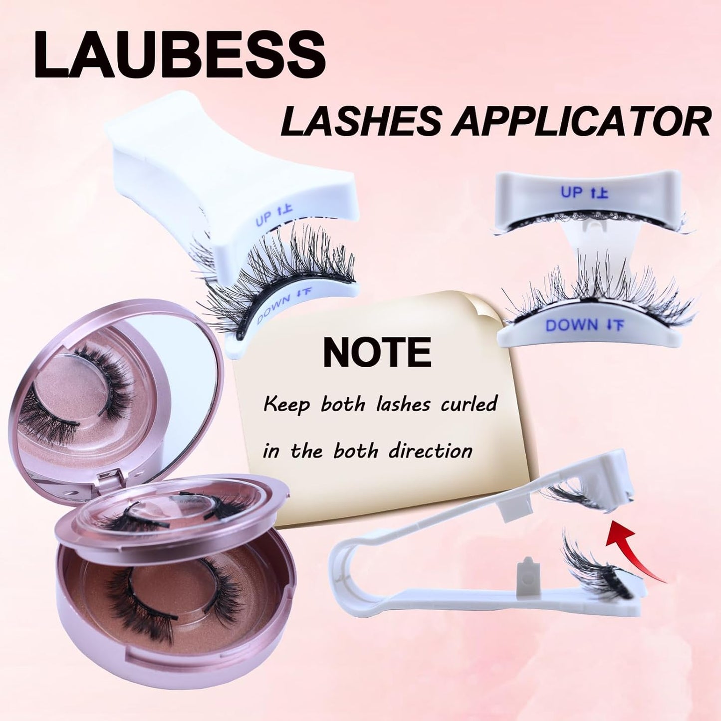 LAUBESS Magnetic Eyelashes with Applicator 2 Pair No Glue Needed Natural Look Magnetic Lashes Easy to Wear and Remove(L01/L03)