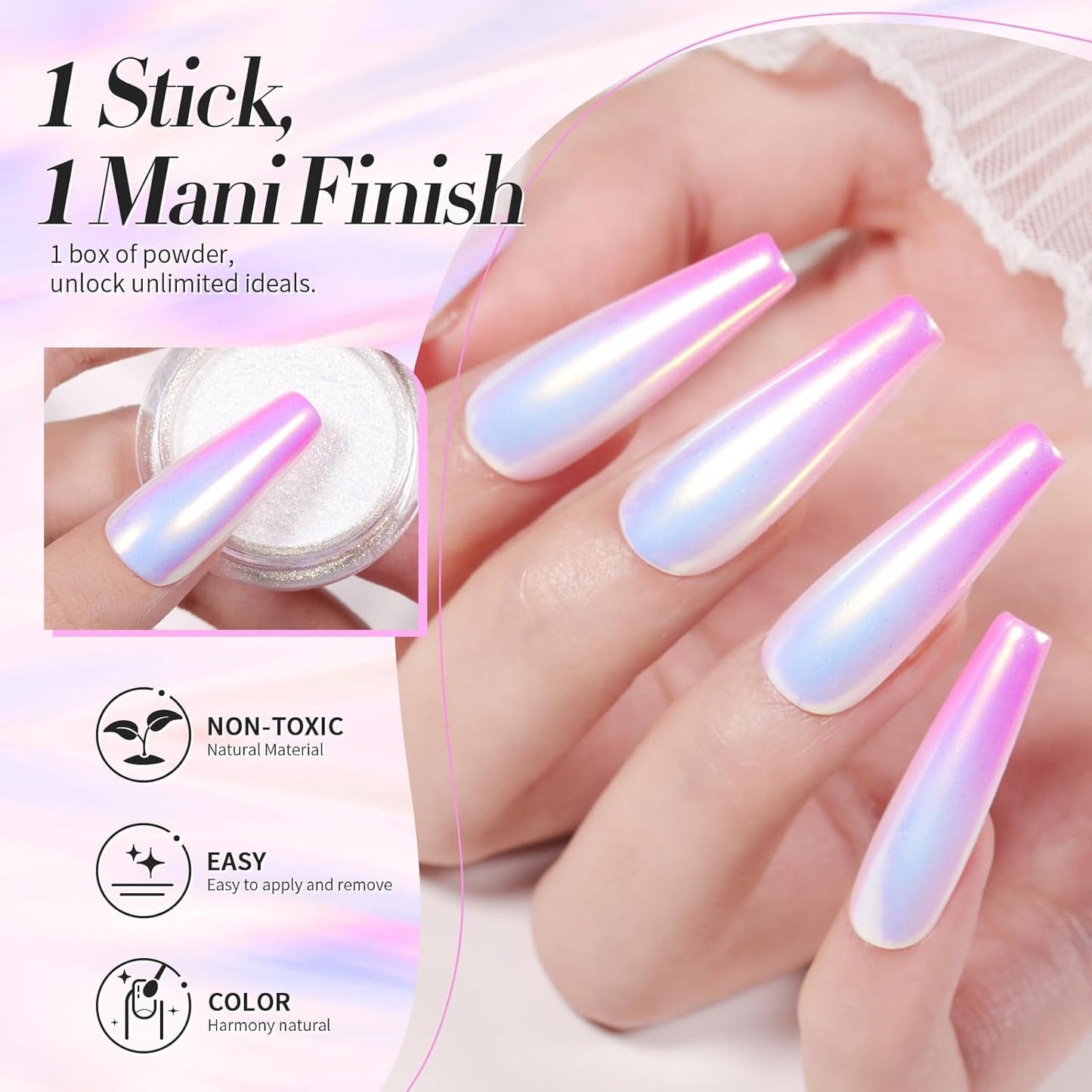 Born Pretty Chrome Nail Powder Auroras Nail Powder Mermaid Pearl Powder Glitter Dust Kit for Gel Polish Nail Art Decoration