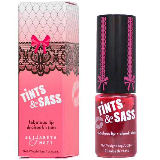 Elizabeth Mott Tints & Sass Lip and Cheek Stain – Long-Lasting Rosy Pink Tint for Lips & Cheeks, Natural Buildable Color, Smudge-Proof, Lightweight, Cruelty-Free Makeup for All Skin Tones (10g/0.35oz)